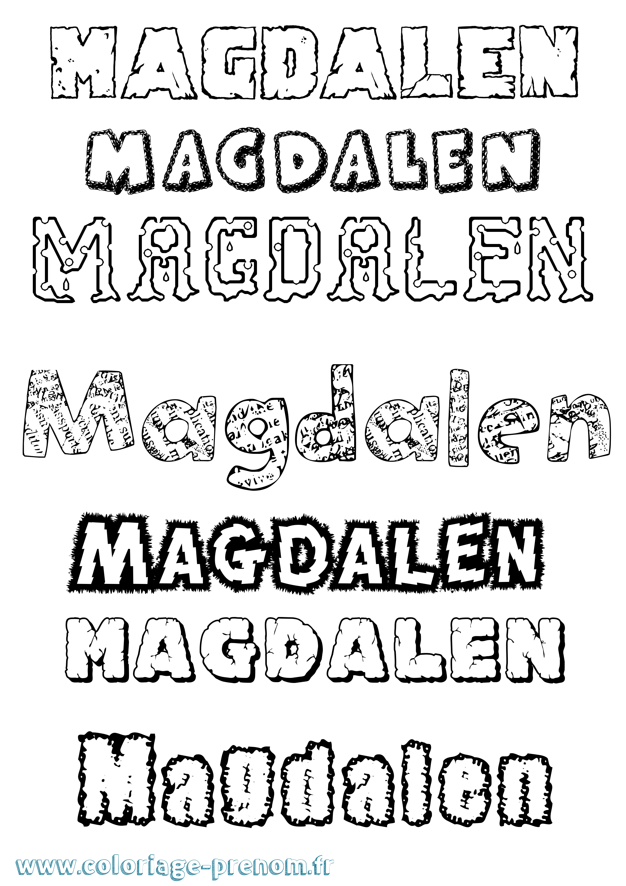 Coloriage prénom Magdalen Destructuré