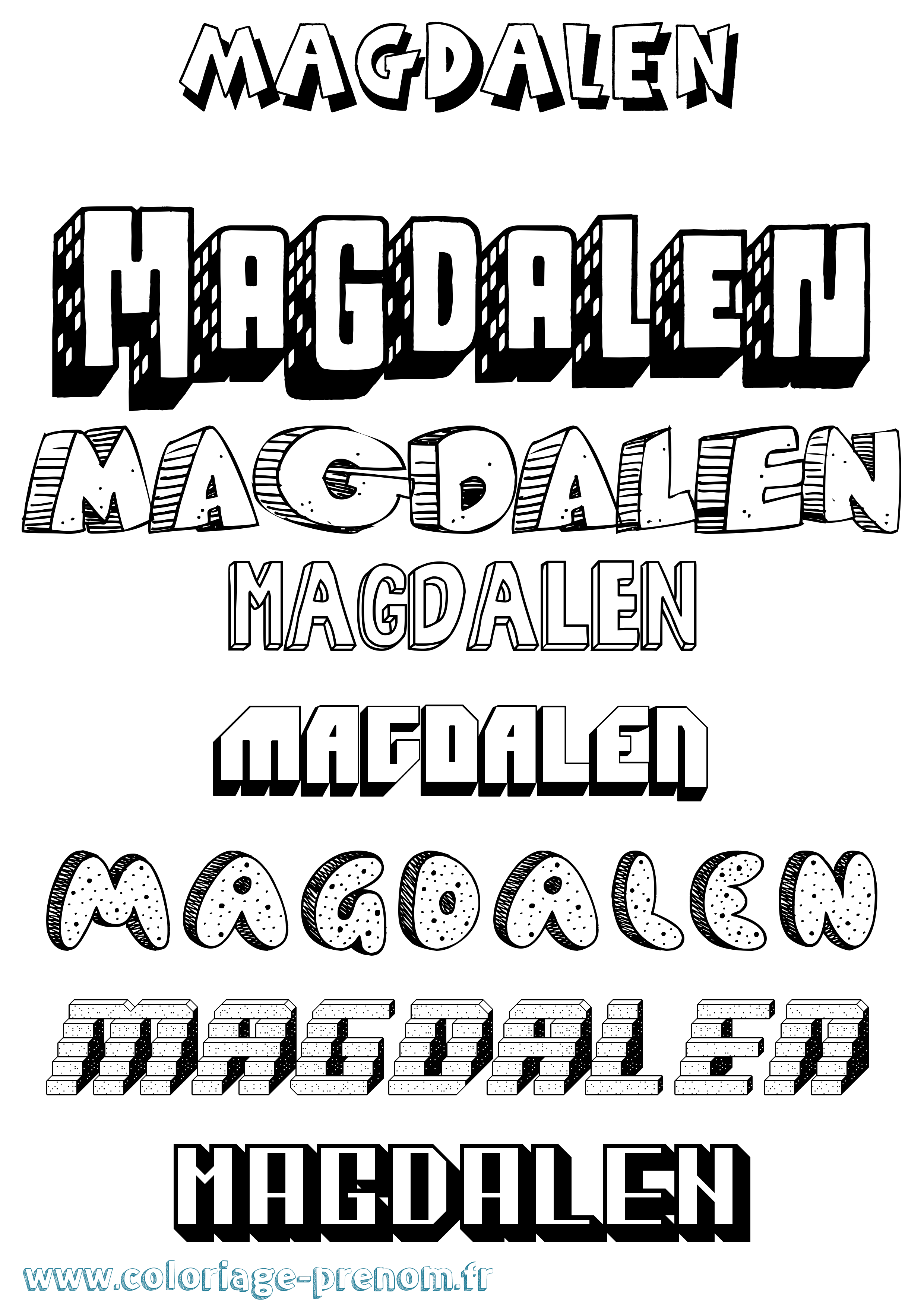 Coloriage prénom Magdalen Effet 3D