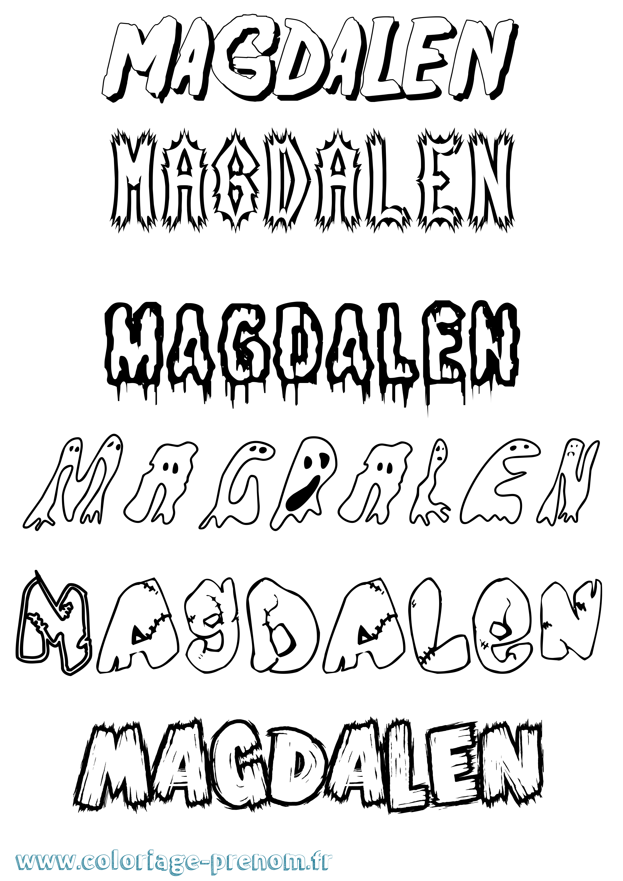 Coloriage Magdalen Frisson Coloriage prénom Magdalen Frisson