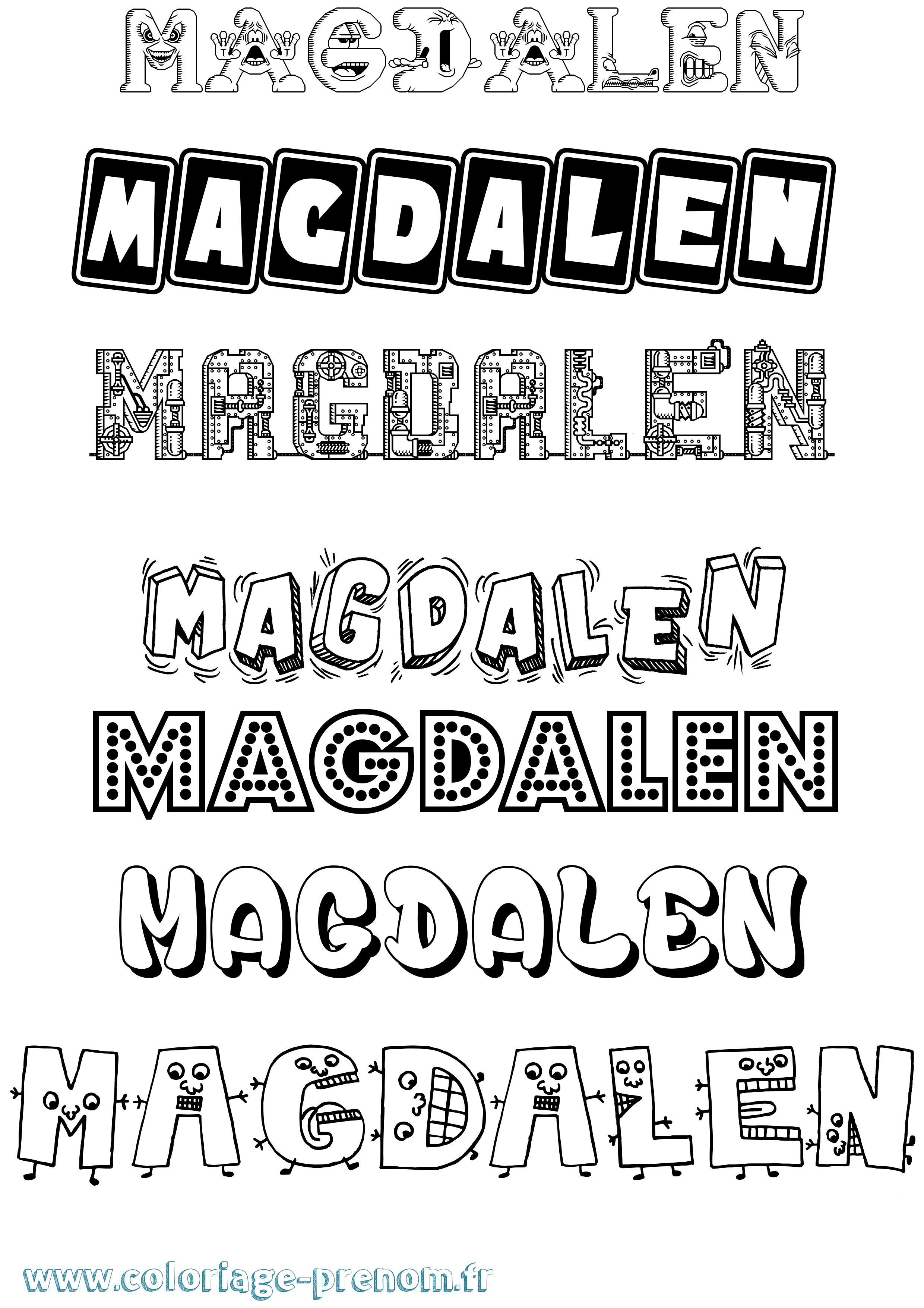 Coloriage prénom Magdalen Fun