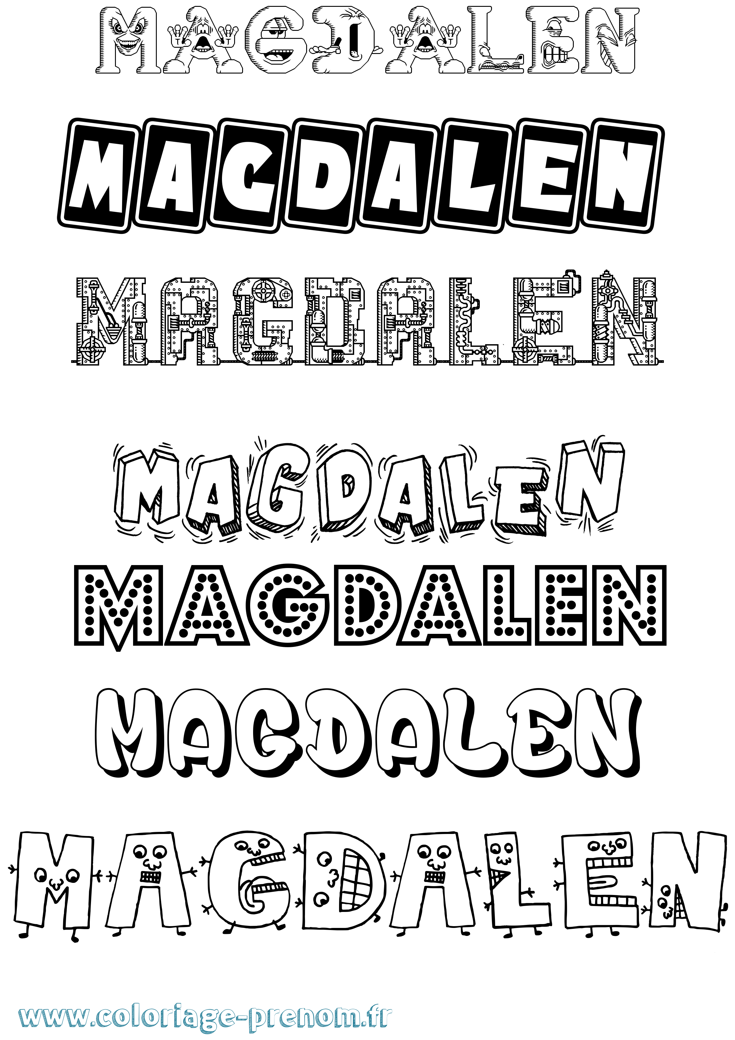 Coloriage Magdalen Fun Coloriage prénom Magdalen Fun