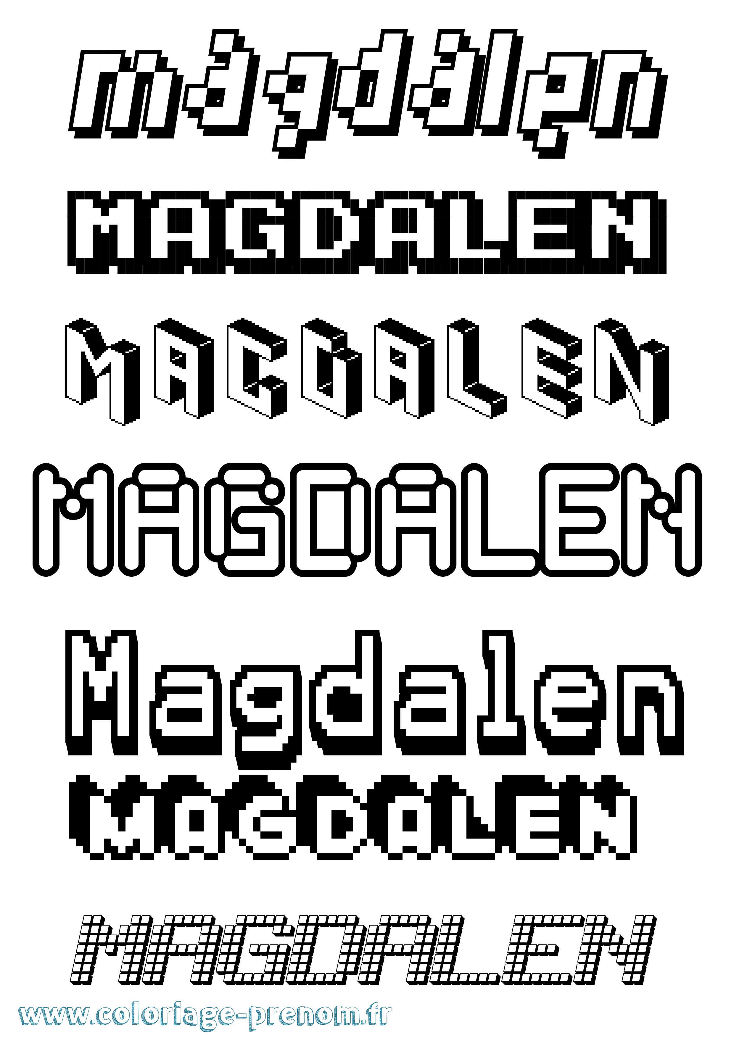 Coloriage prénom Magdalen Pixel