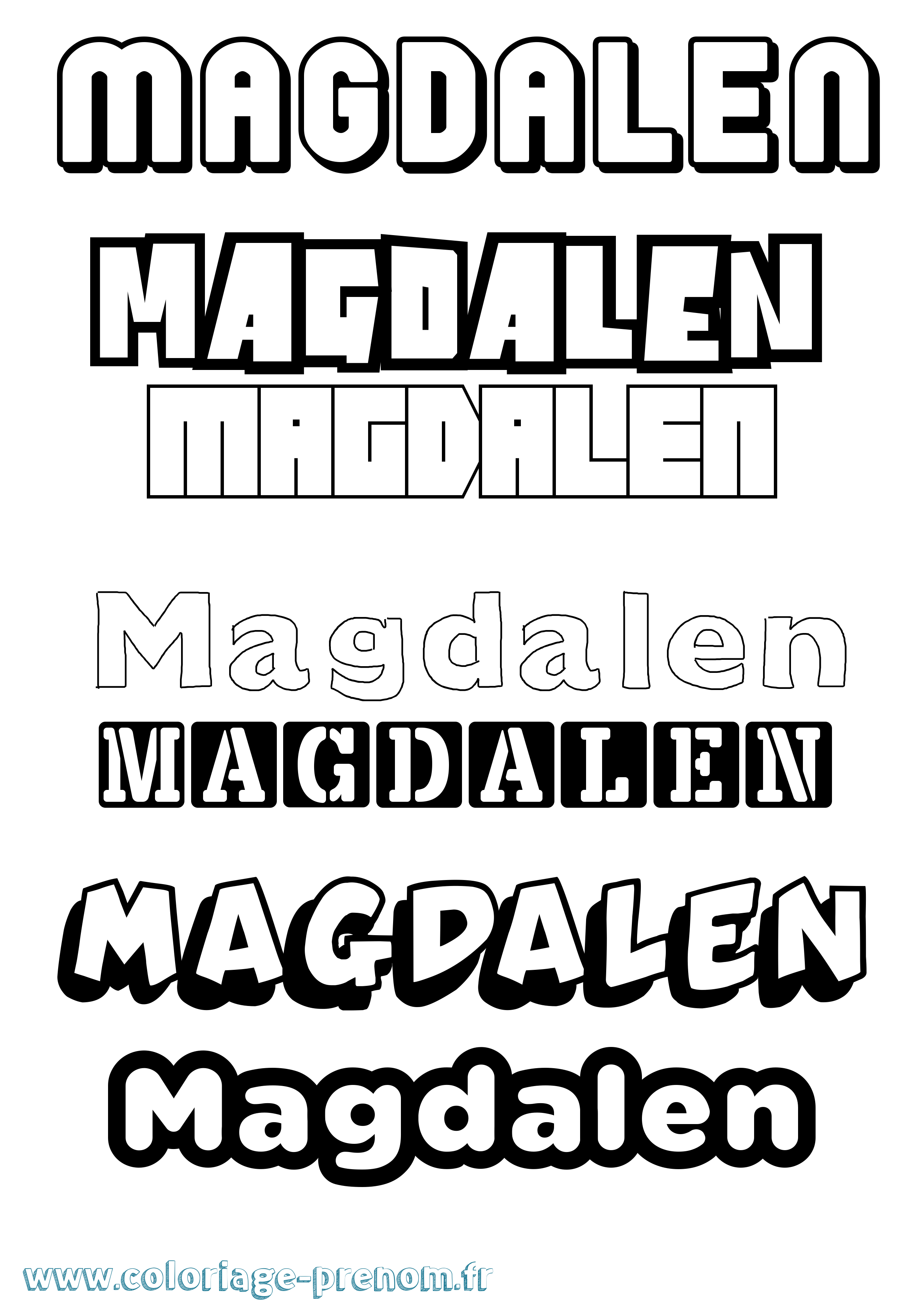 Coloriage prénom Magdalen Simple