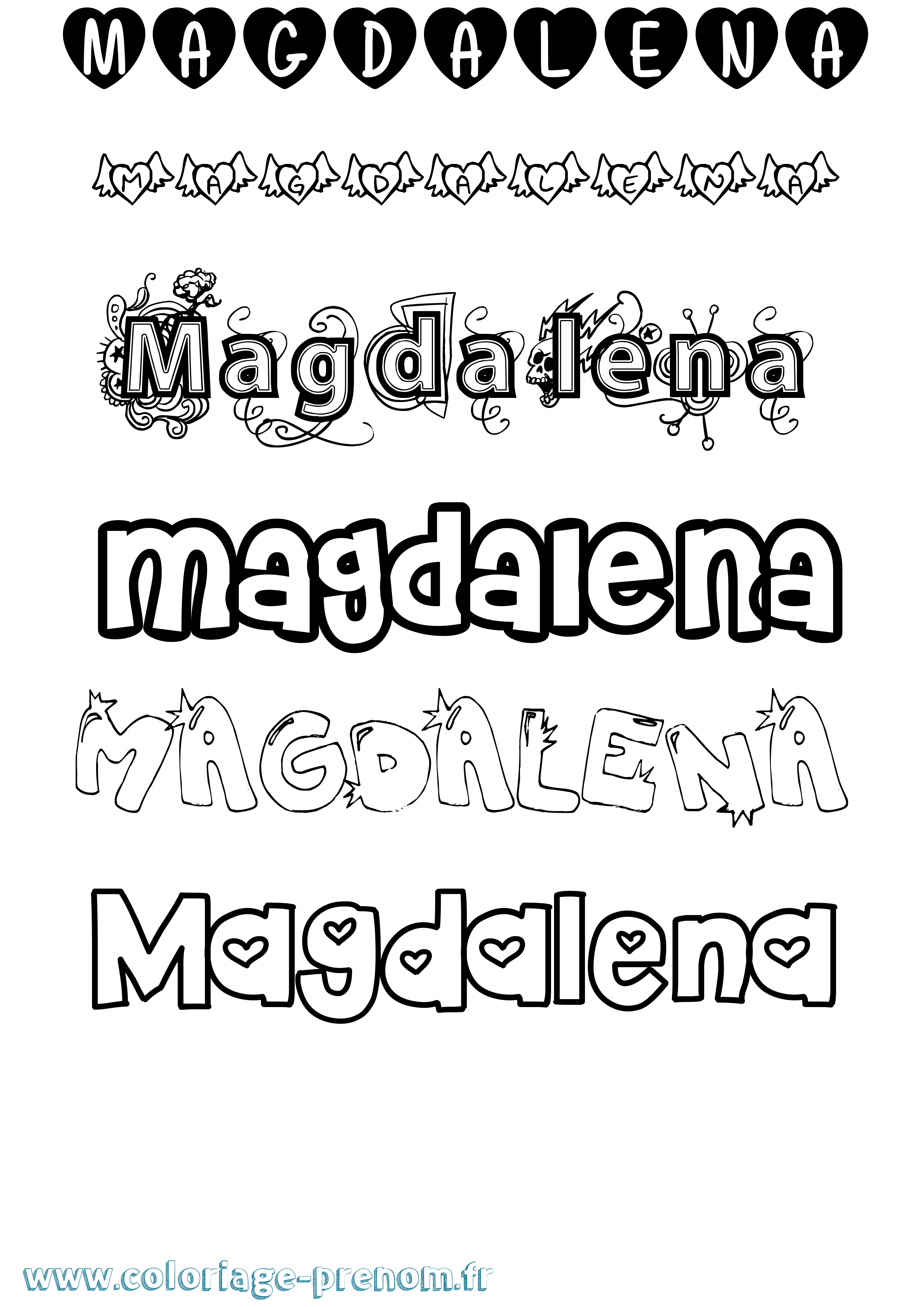 Coloriage Magdalena Girly Coloriage prénom Magdalena Girly