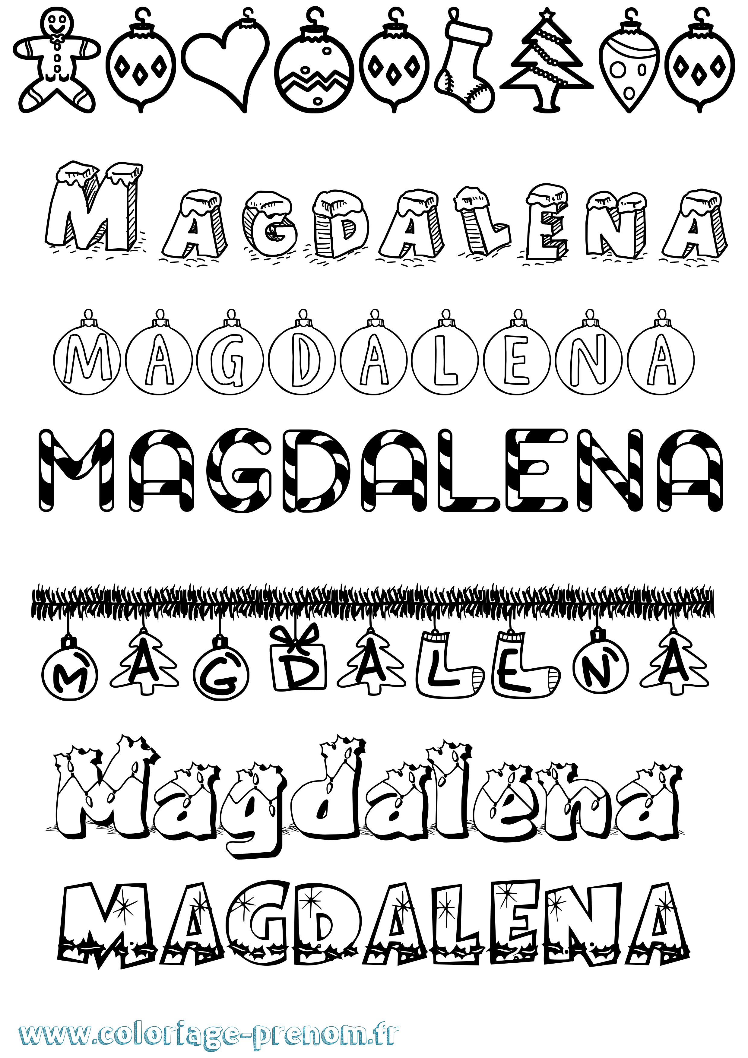 Coloriage Magdalena Noël Coloriage prénom Magdalena Noël