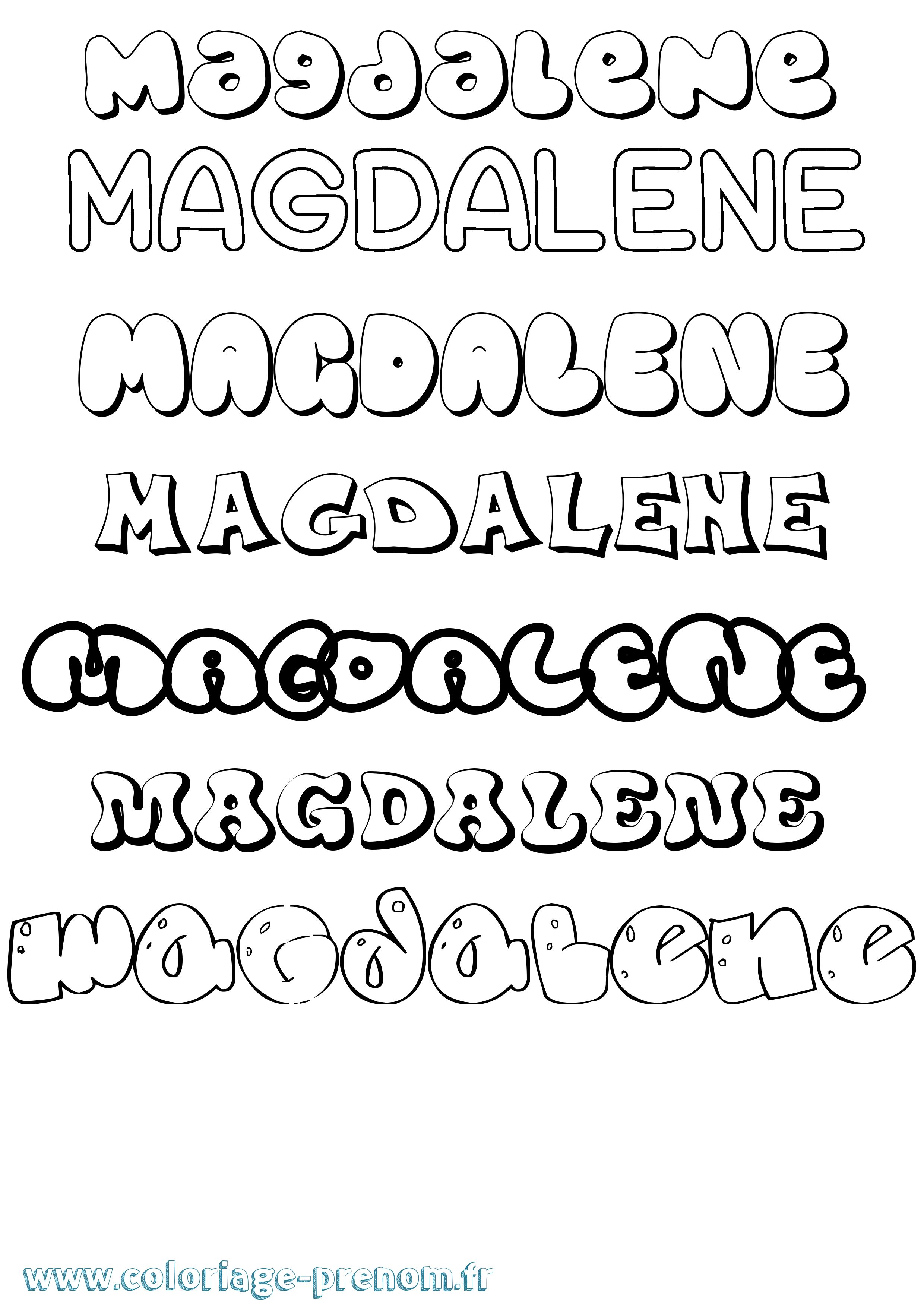 Coloriage prénom Magdalene Bubble