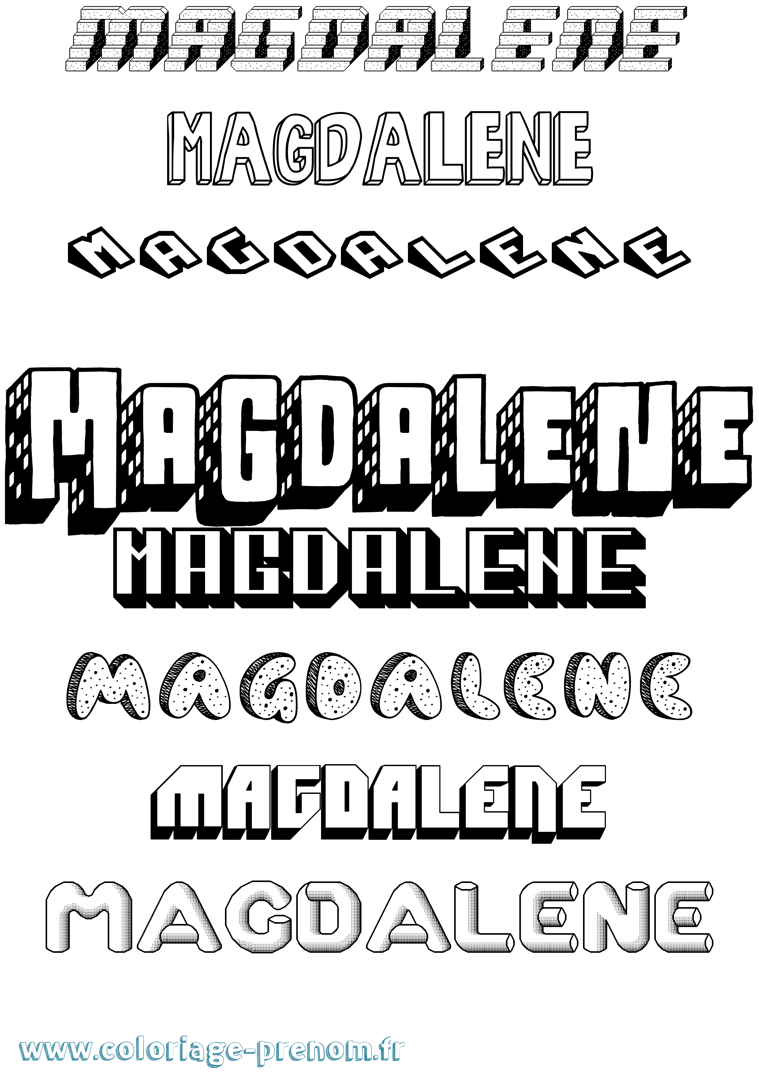 Coloriage Magdalene Effet 3D Coloriage prénom Magdalene Effet 3D