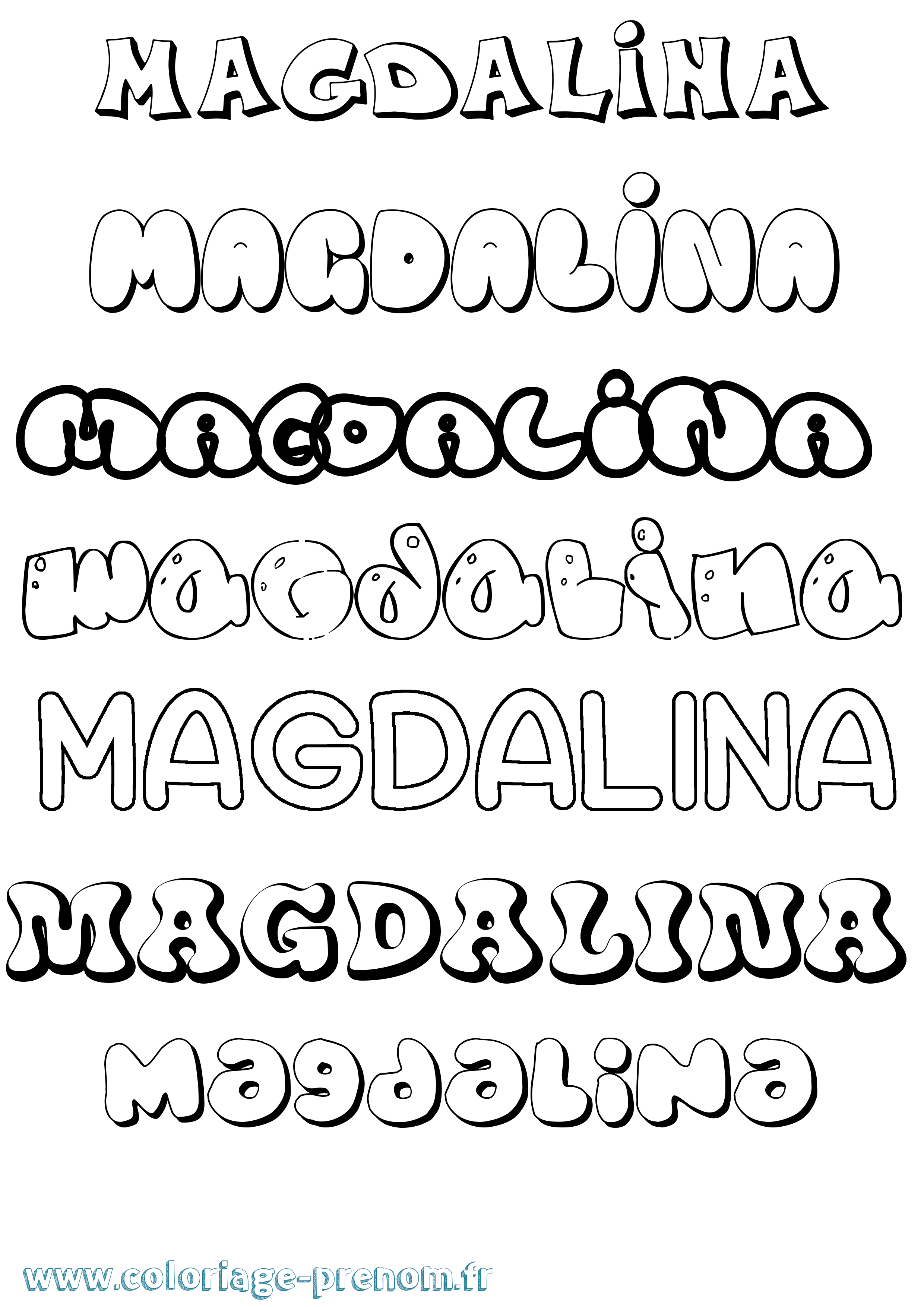 Coloriage prénom Magdalina Bubble