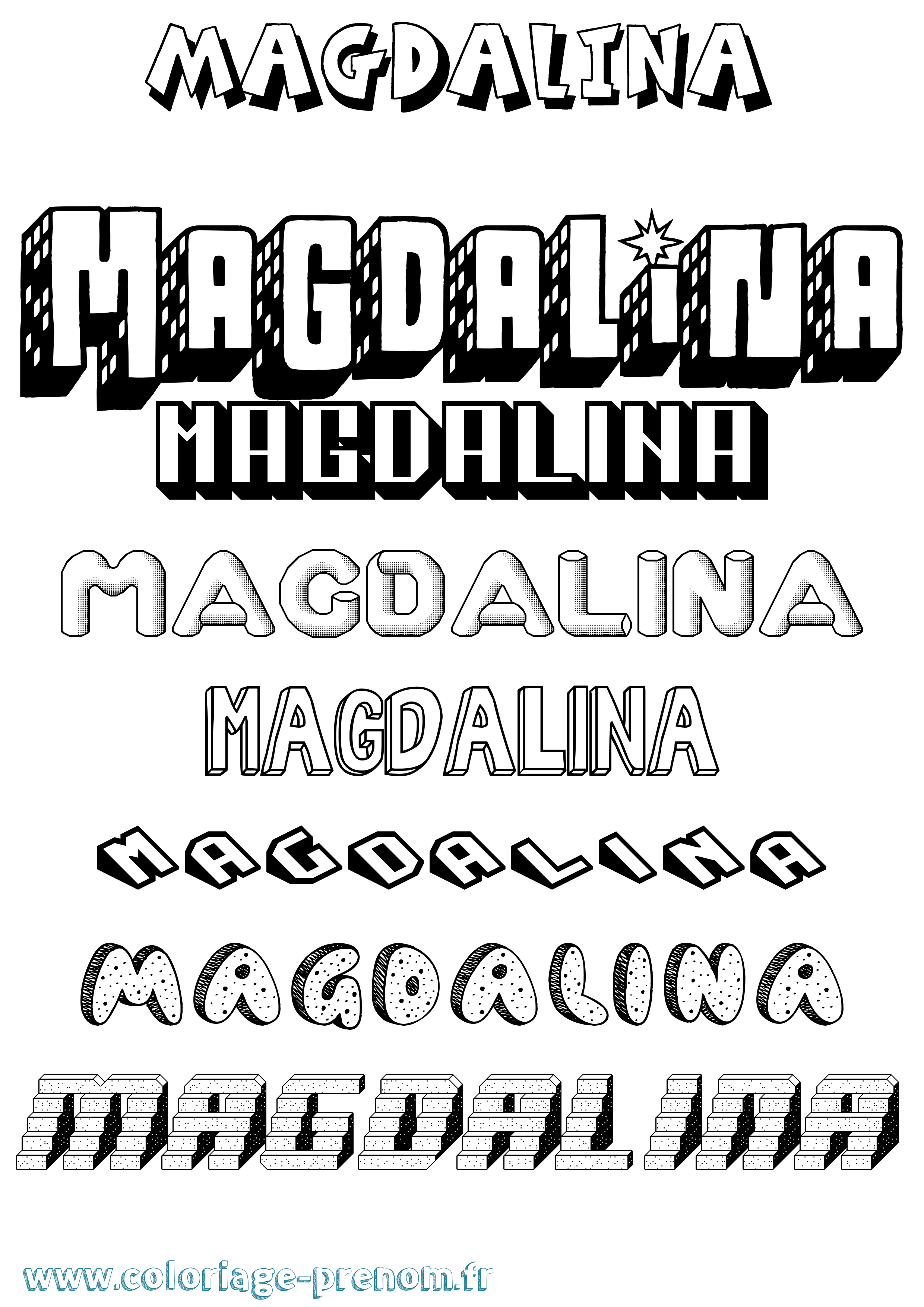 Coloriage Magdalina Effet 3D Coloriage prénom Magdalina Effet 3D