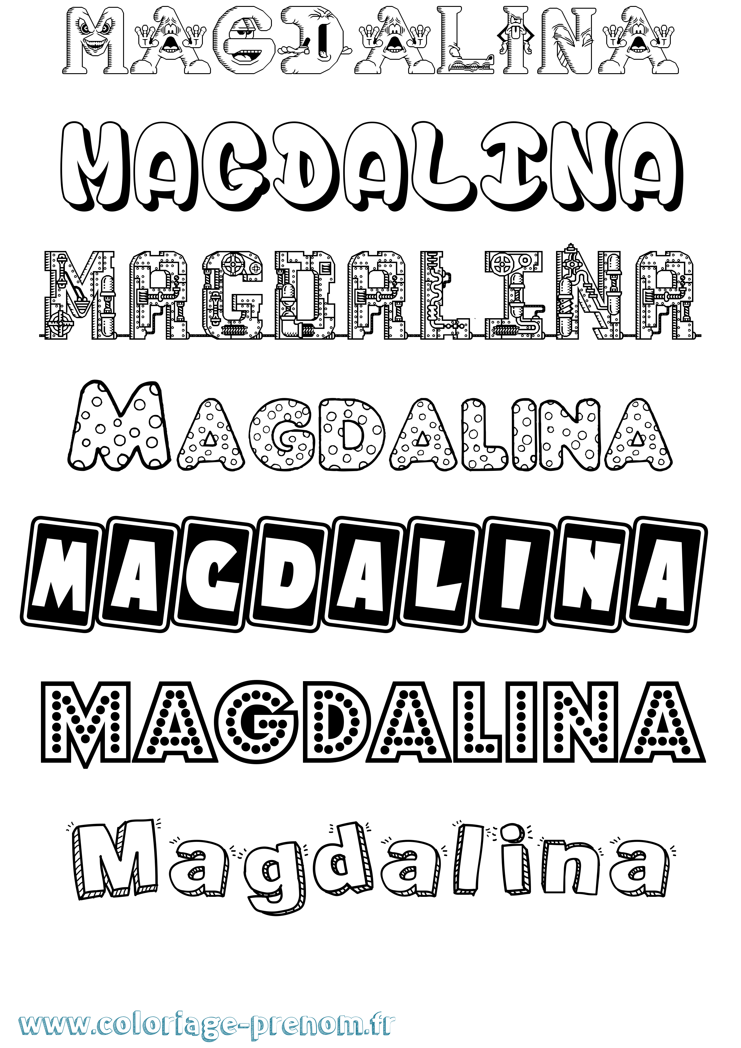 Coloriage prénom Magdalina Fun
