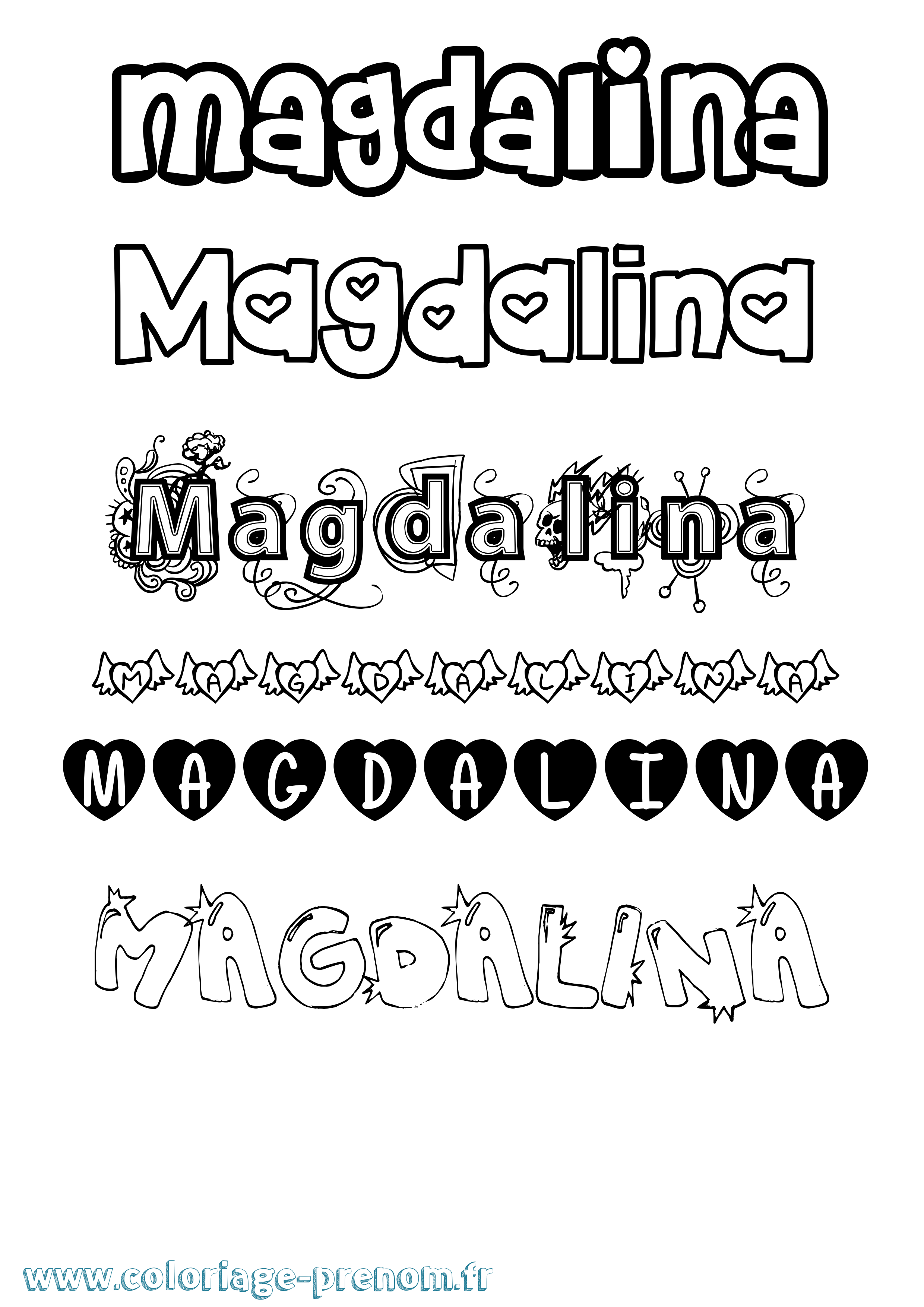 Coloriage prénom Magdalina Girly