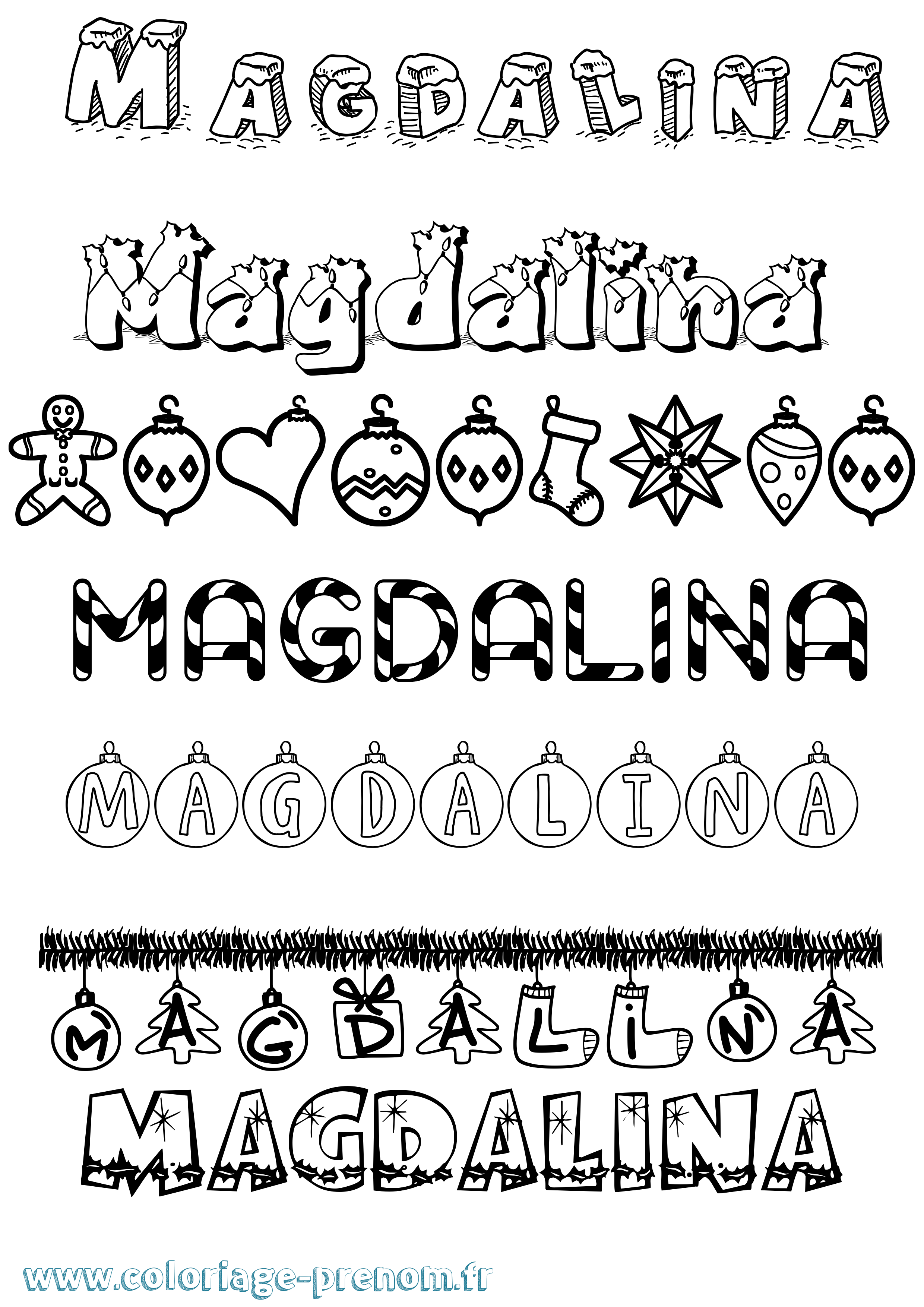 Coloriage prénom Magdalina Noël
