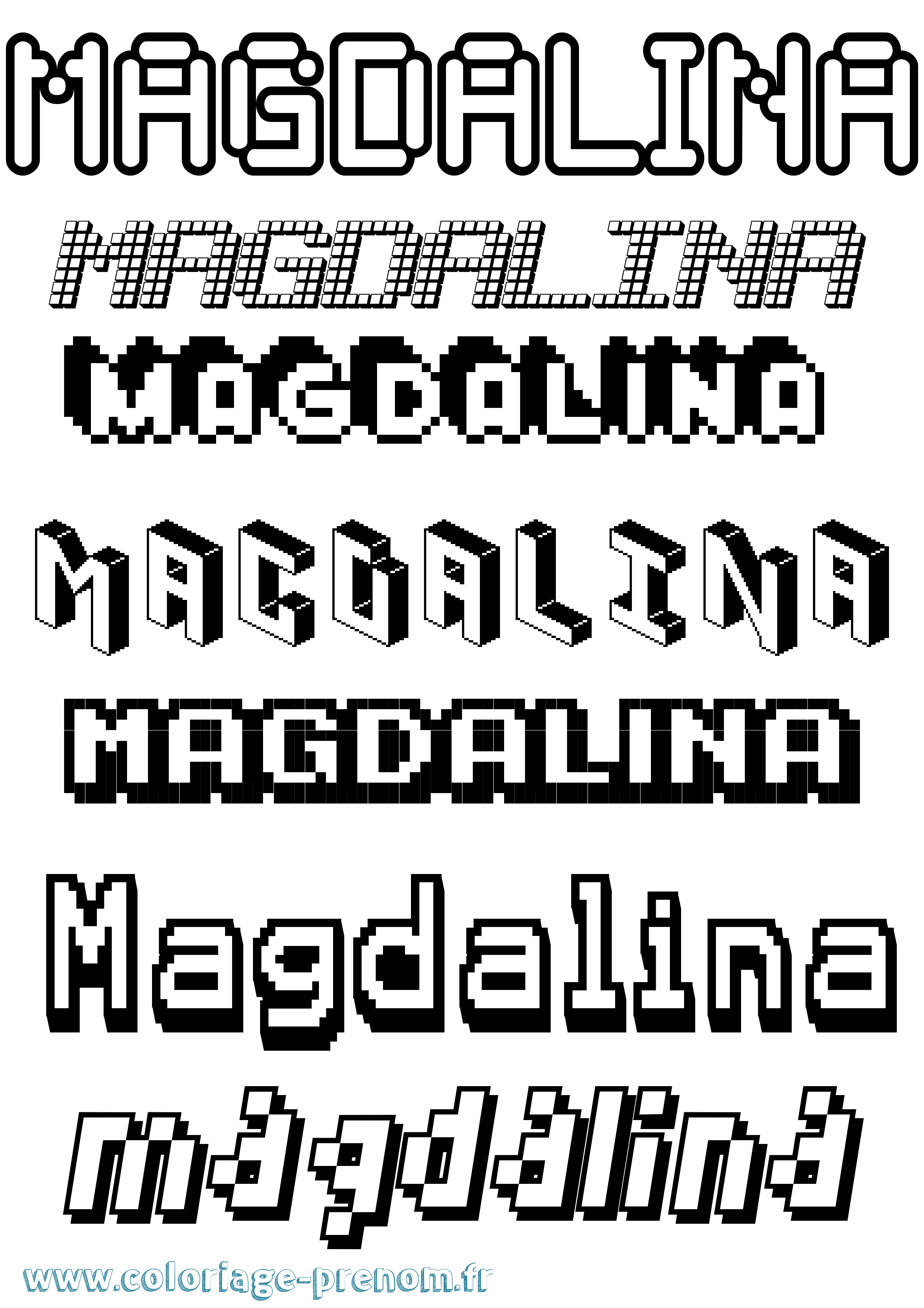 Coloriage prénom Magdalina Pixel