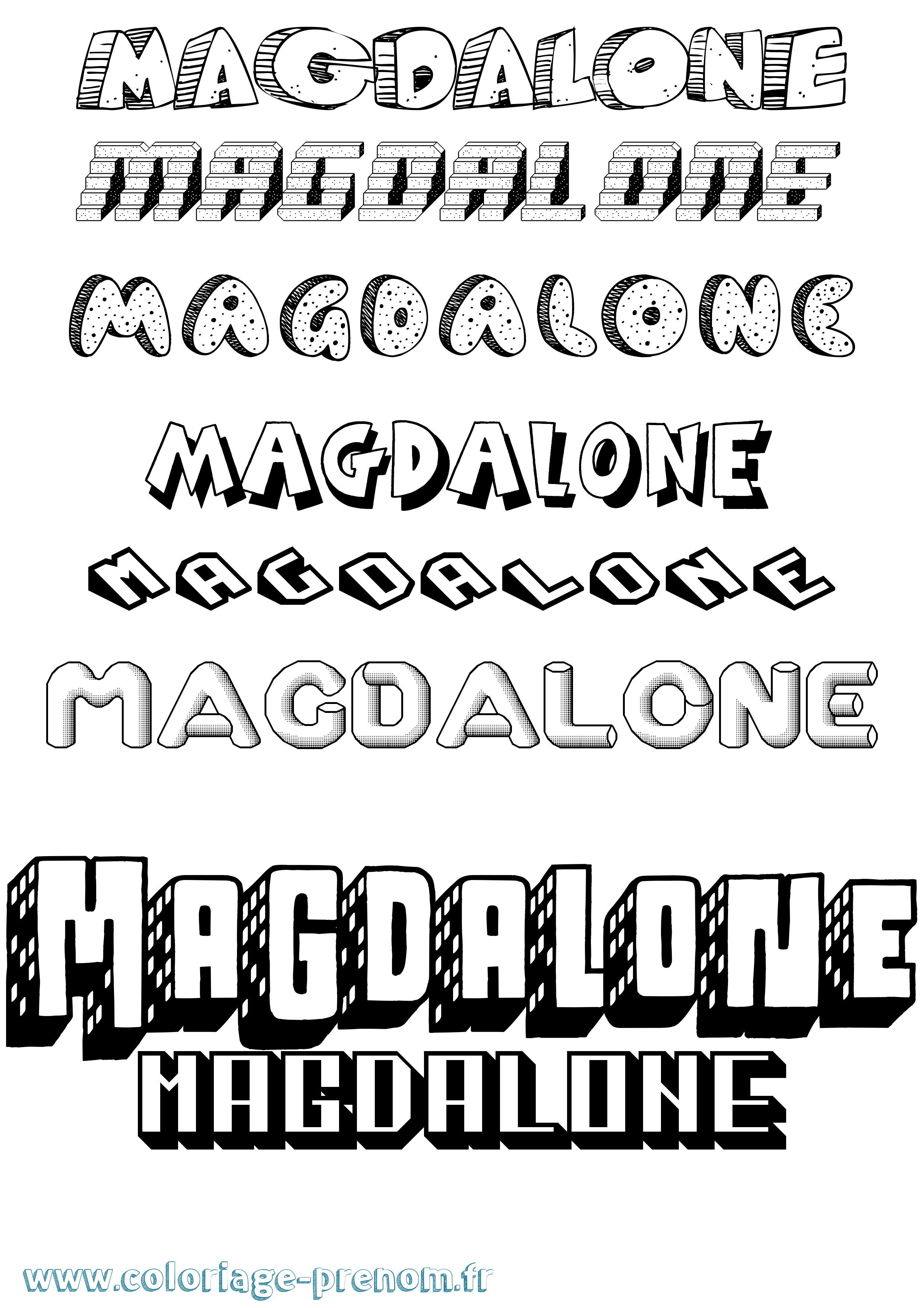 Coloriage Magdalone Effet 3D Coloriage prénom Magdalone Effet 3D