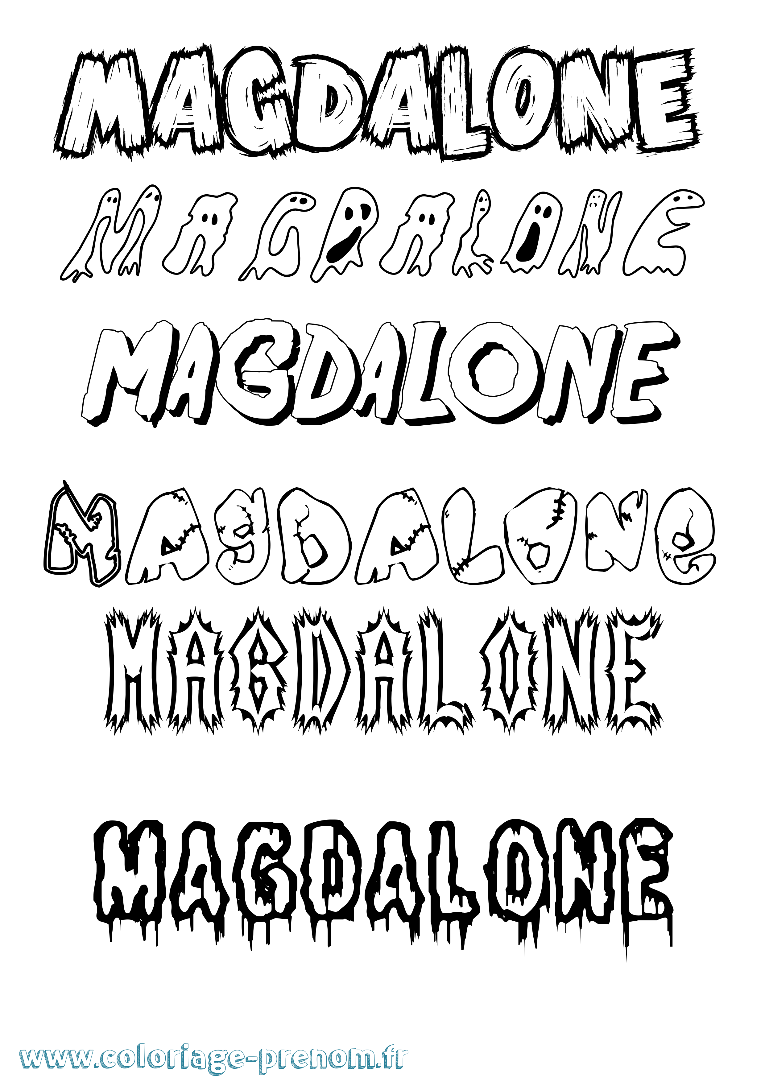 Coloriage Magdalone Frisson Coloriage prénom Magdalone Frisson