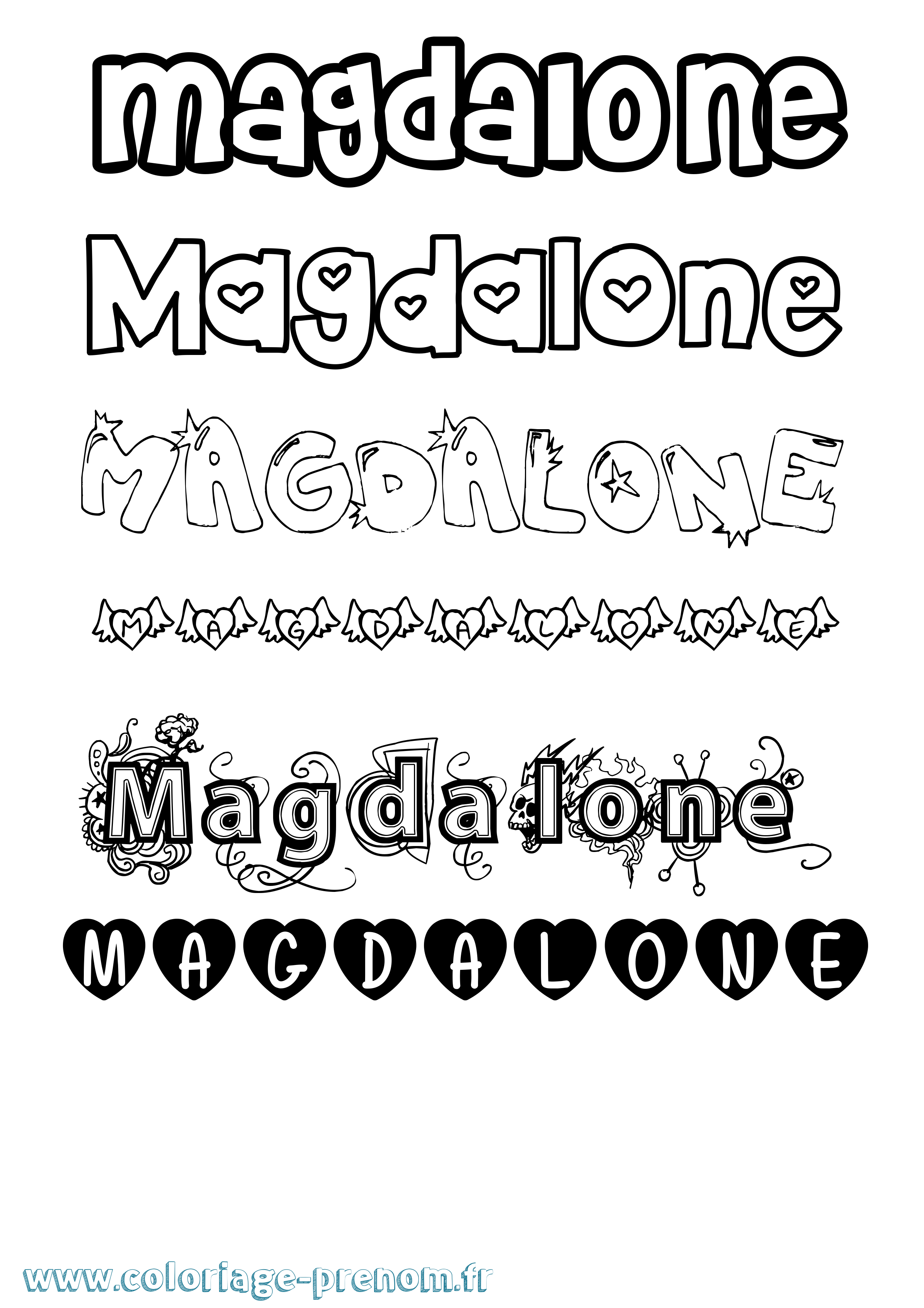 Coloriage Magdalone Girly Coloriage prénom Magdalone Girly
