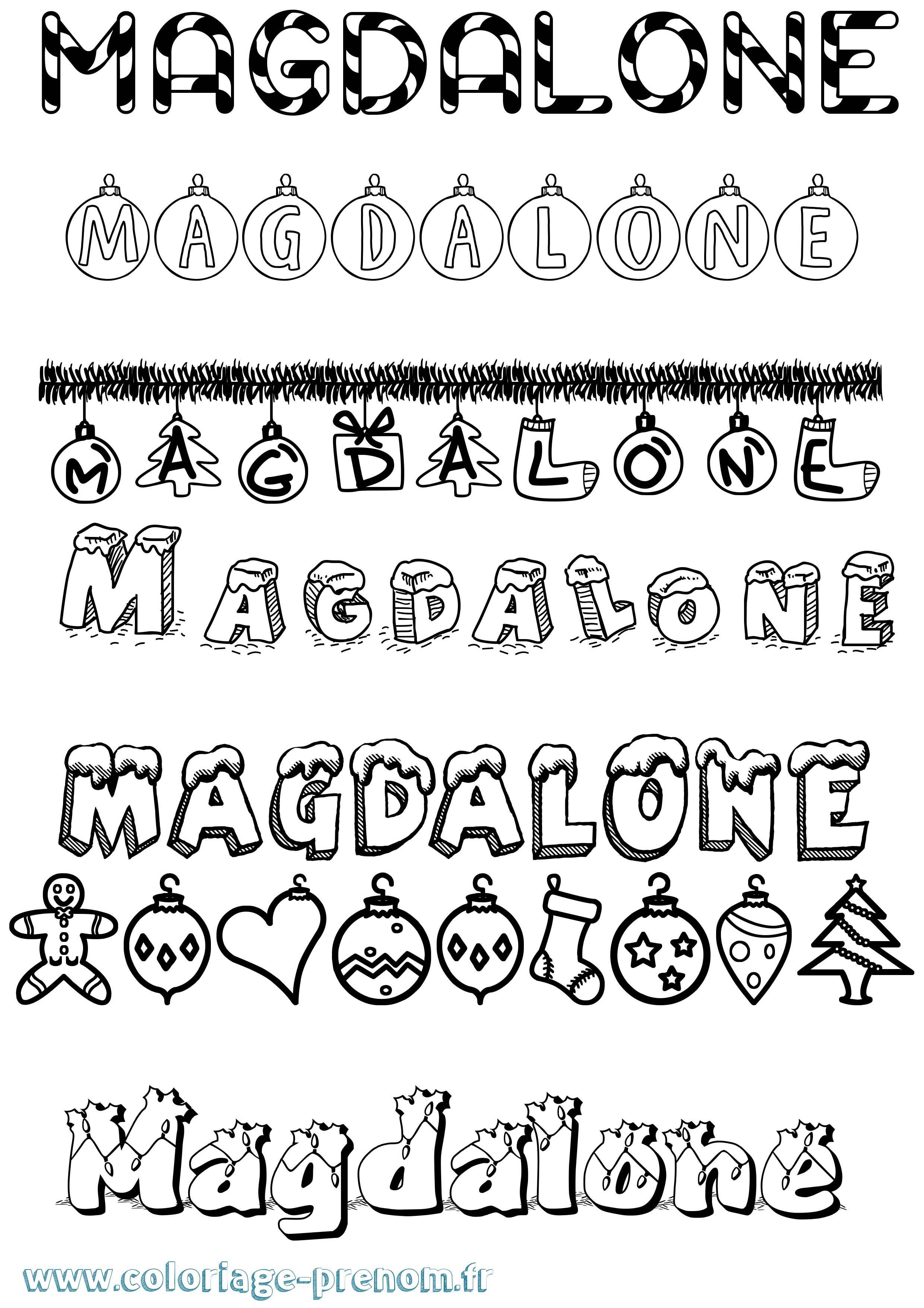 Coloriage Magdalone Noël Coloriage prénom Magdalone Noël