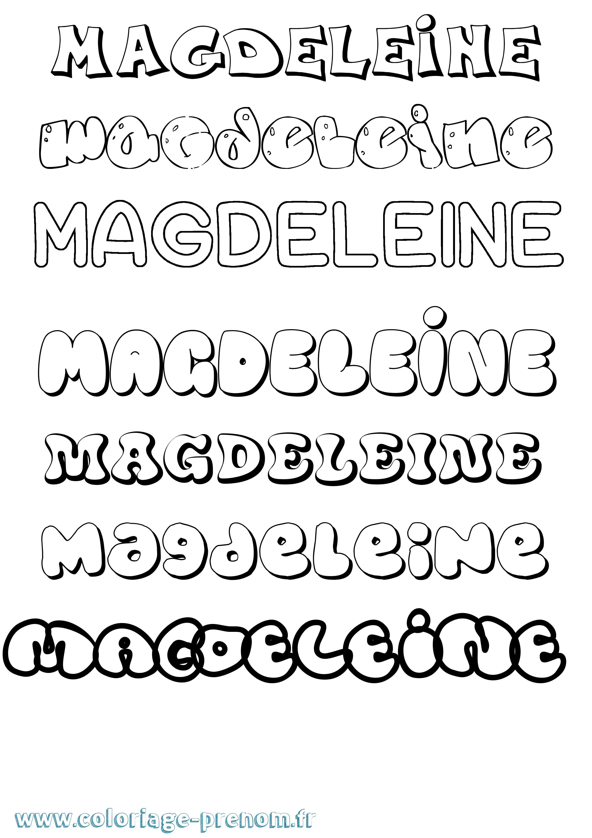 Coloriage prénom Magdeleine Bubble