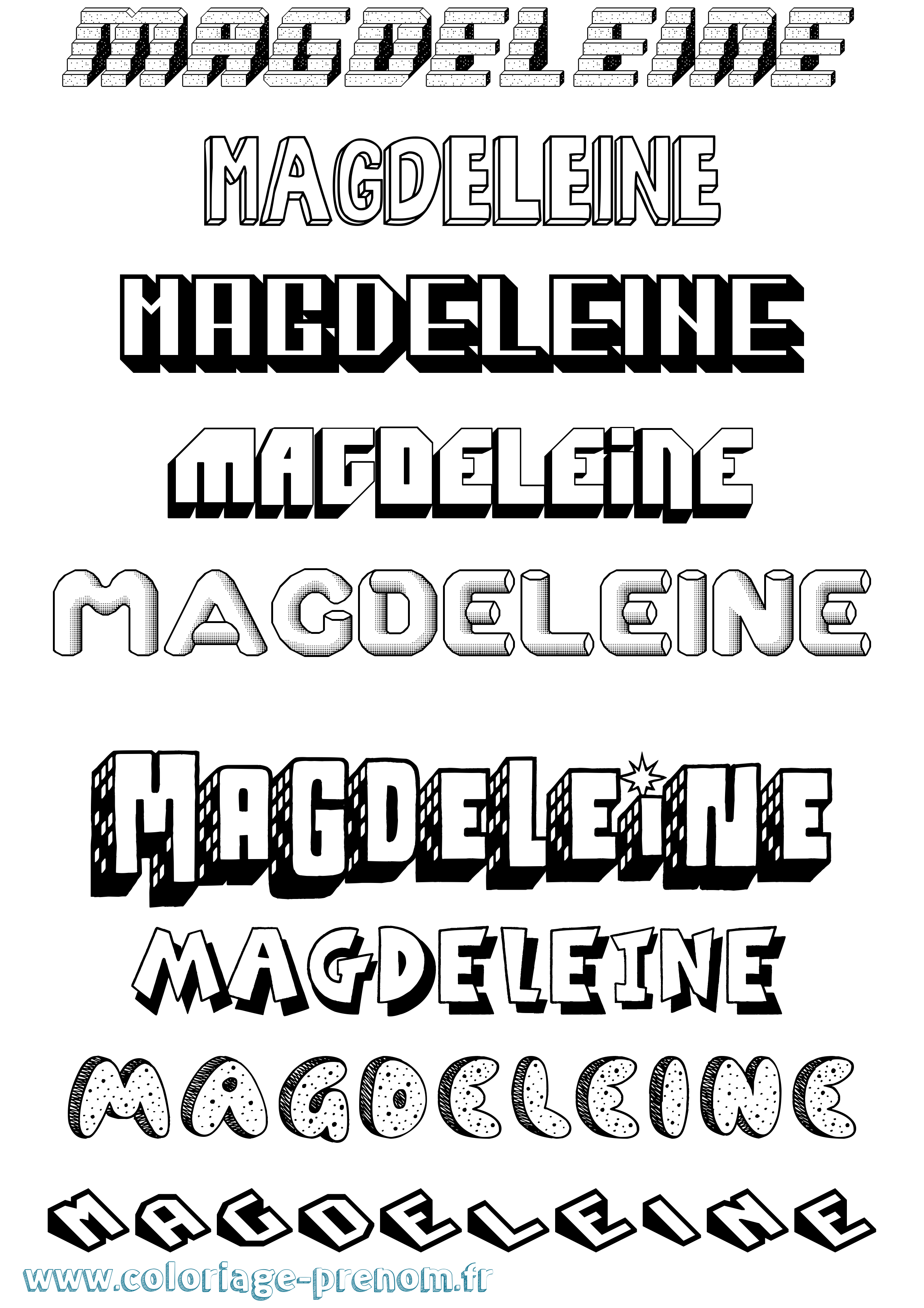 Coloriage prénom Magdeleine Effet 3D