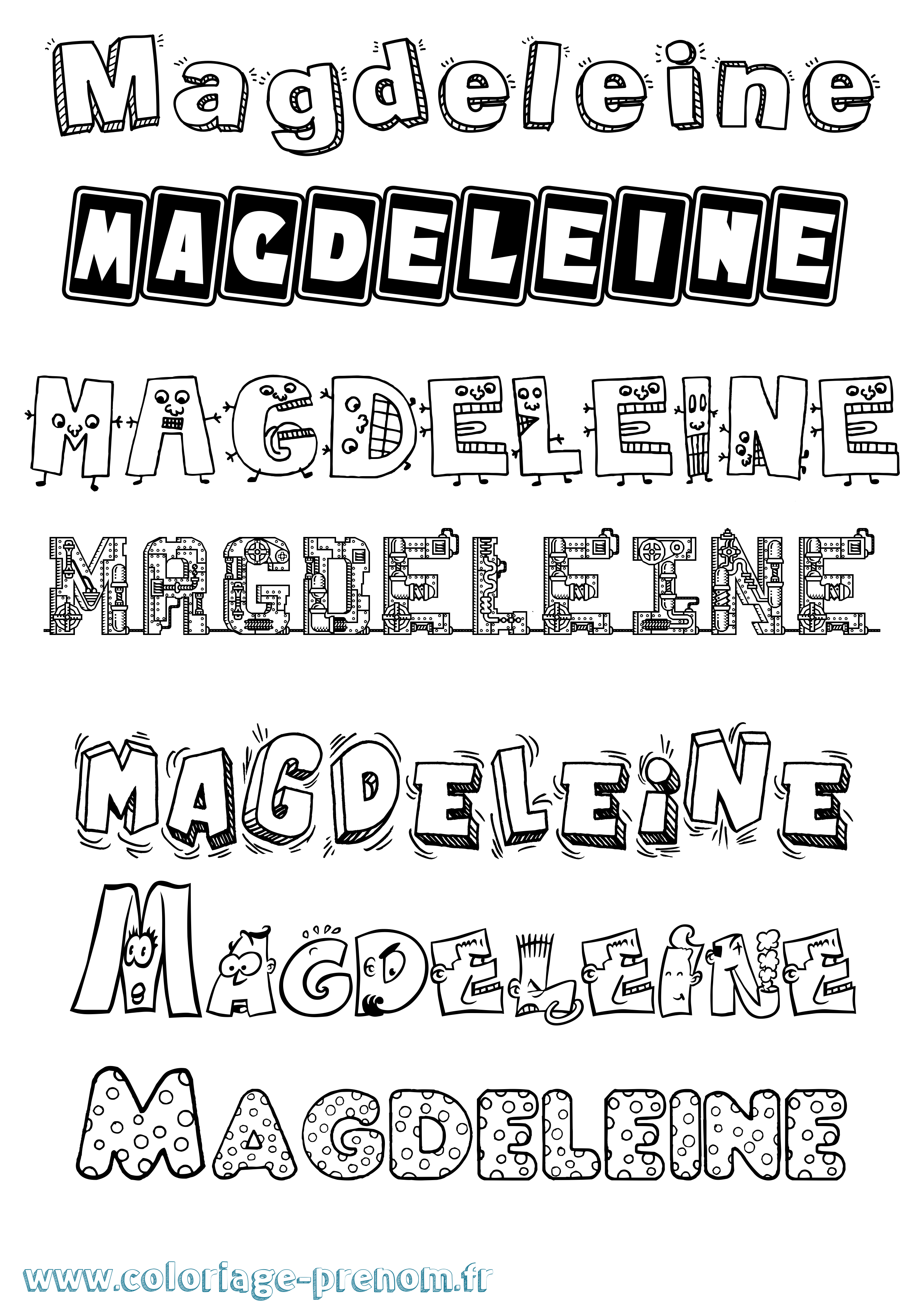 Coloriage prénom Magdeleine Fun