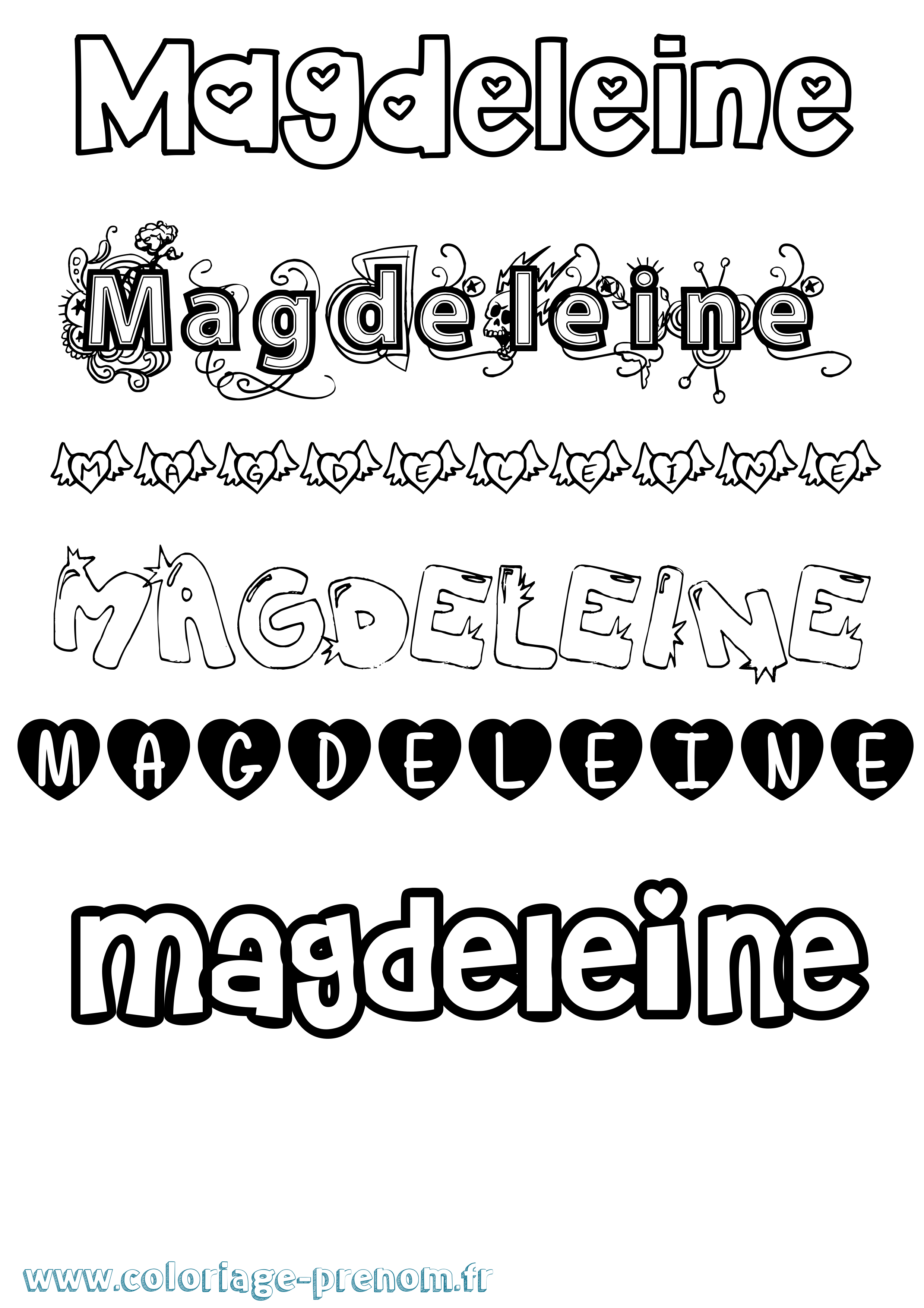 Coloriage prénom Magdeleine Girly
