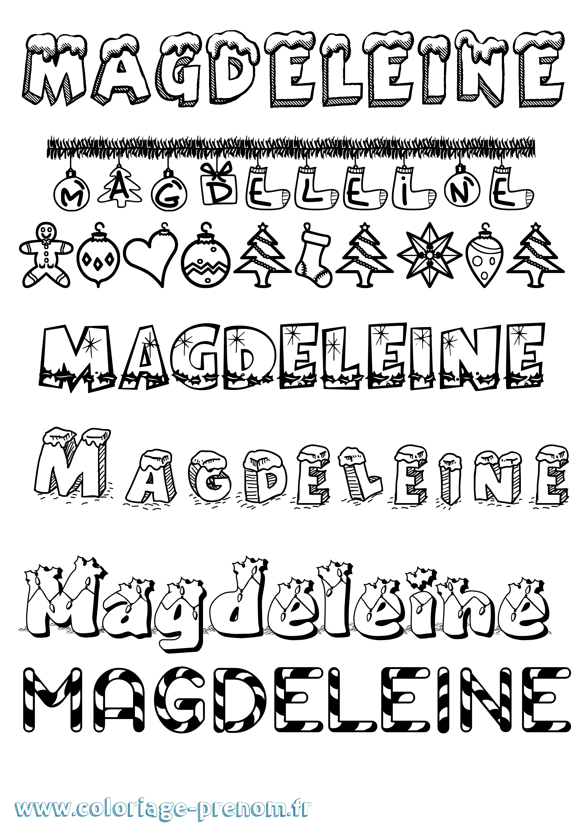 Coloriage prénom Magdeleine Noël