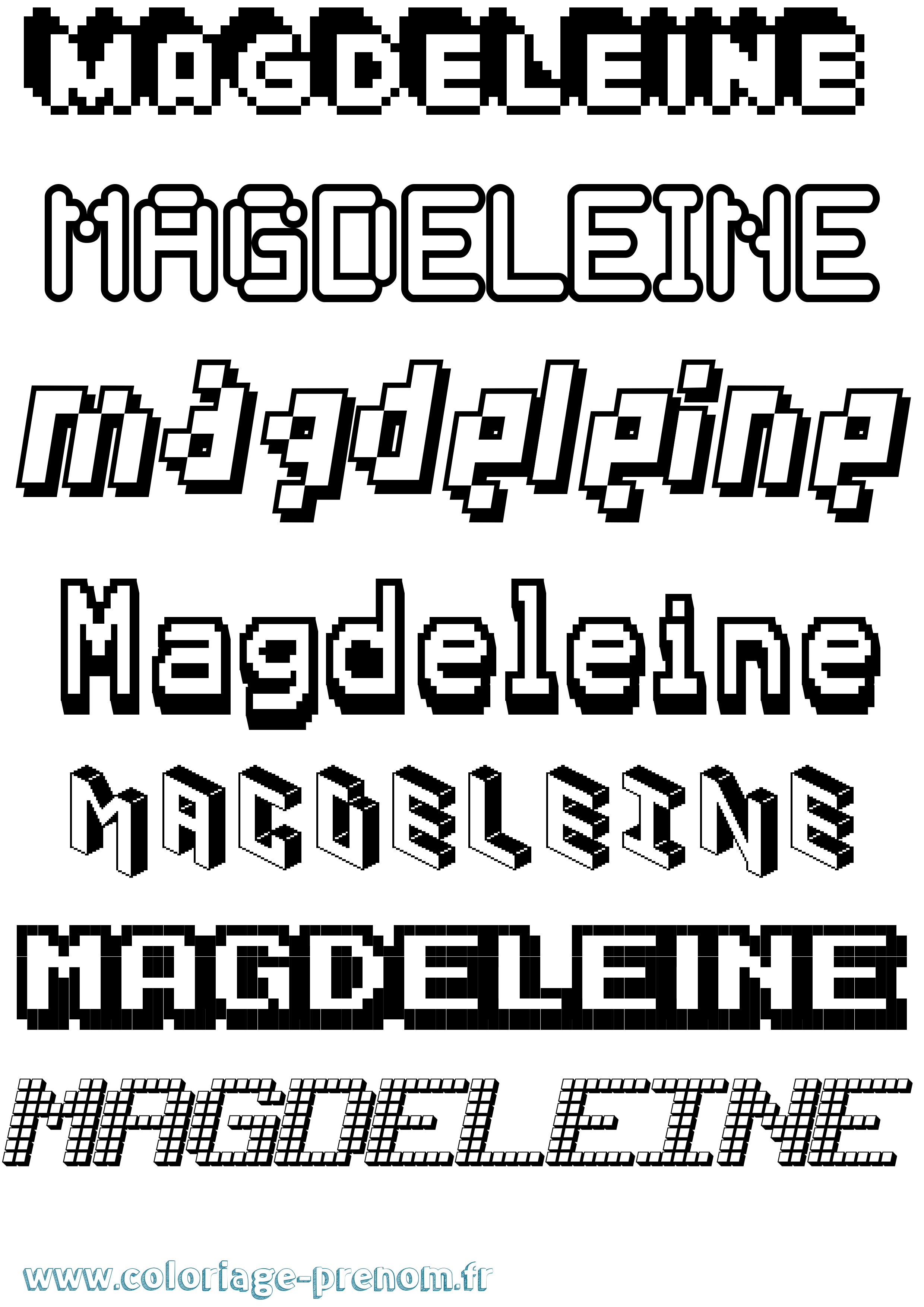 Coloriage prénom Magdeleine Pixel