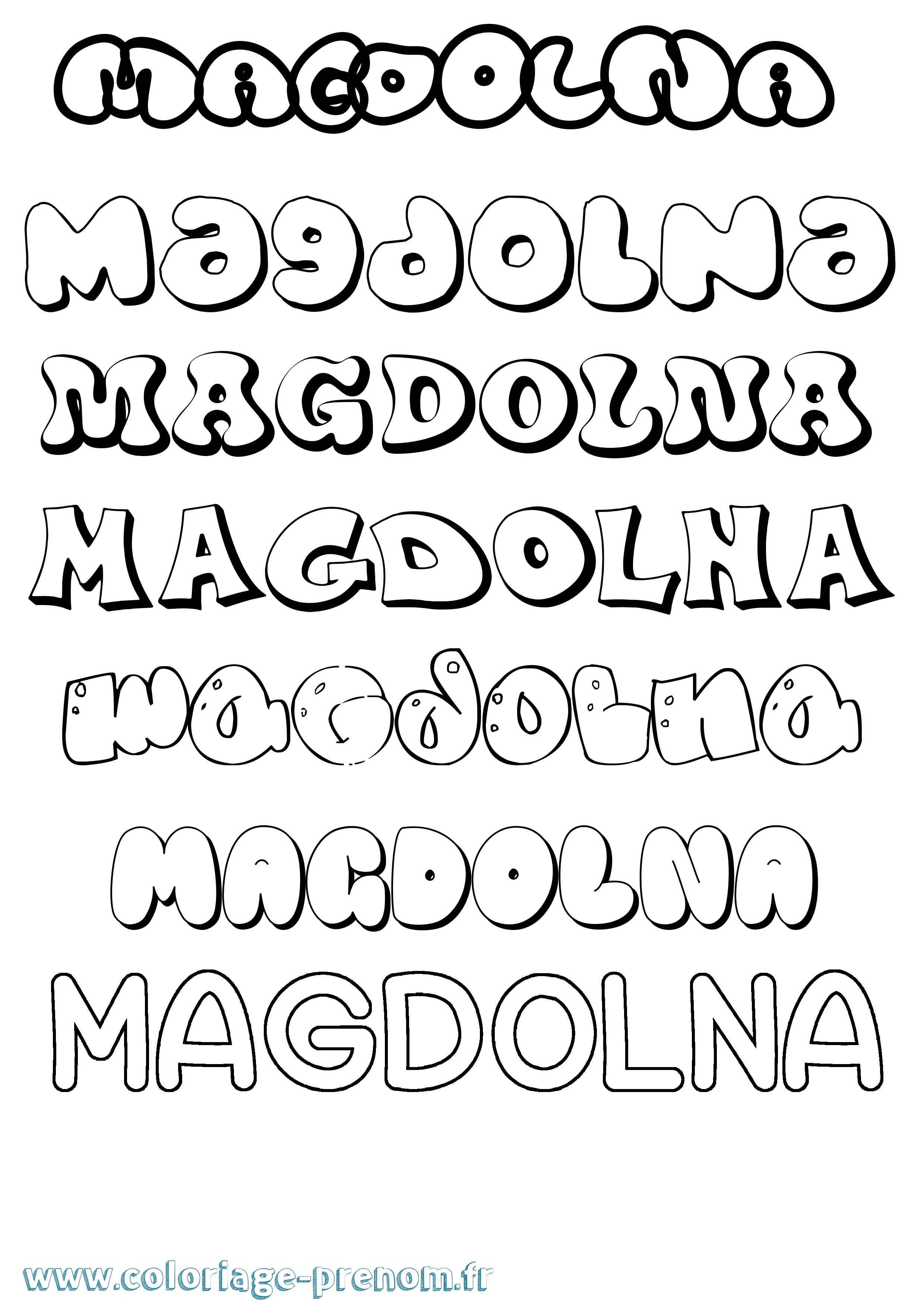 Coloriage prénom Magdolna Bubble