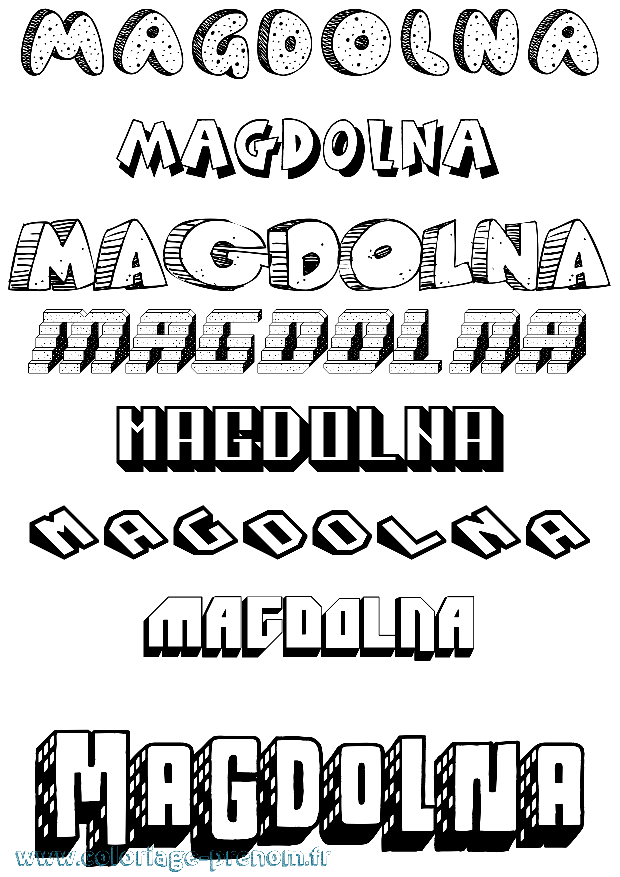 Coloriage prénom Magdolna Effet 3D