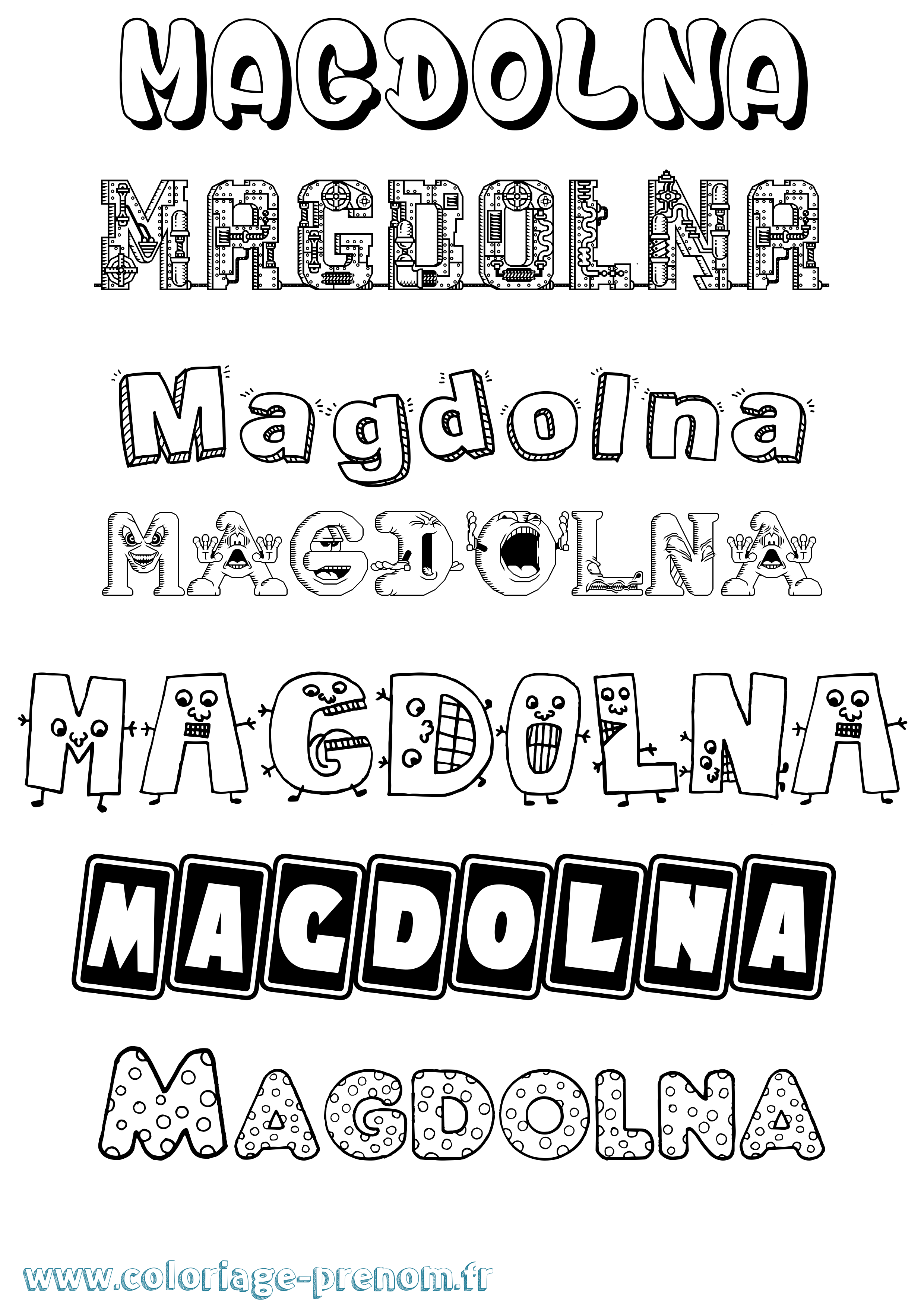 Coloriage prénom Magdolna Fun