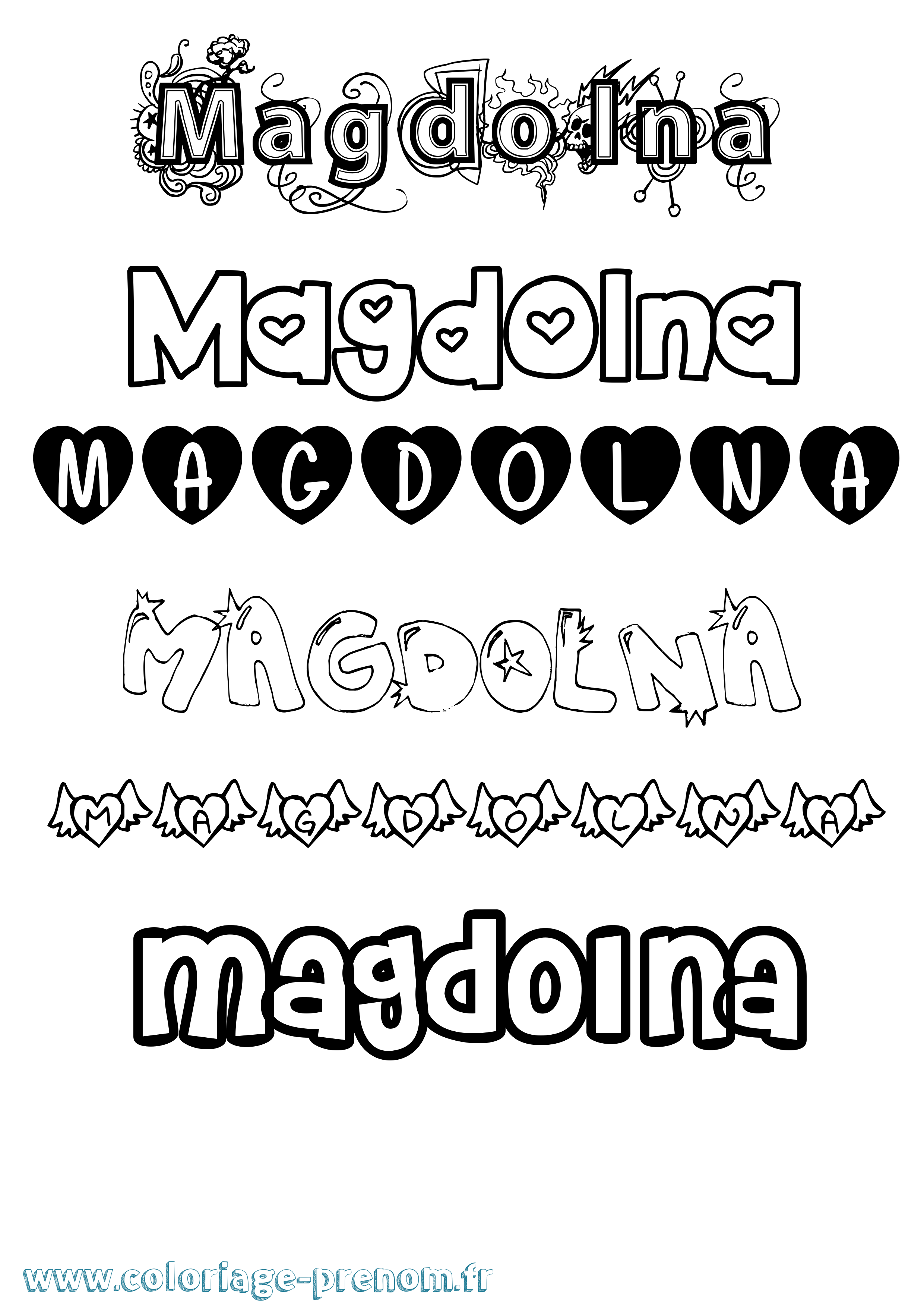 Coloriage prénom Magdolna Girly