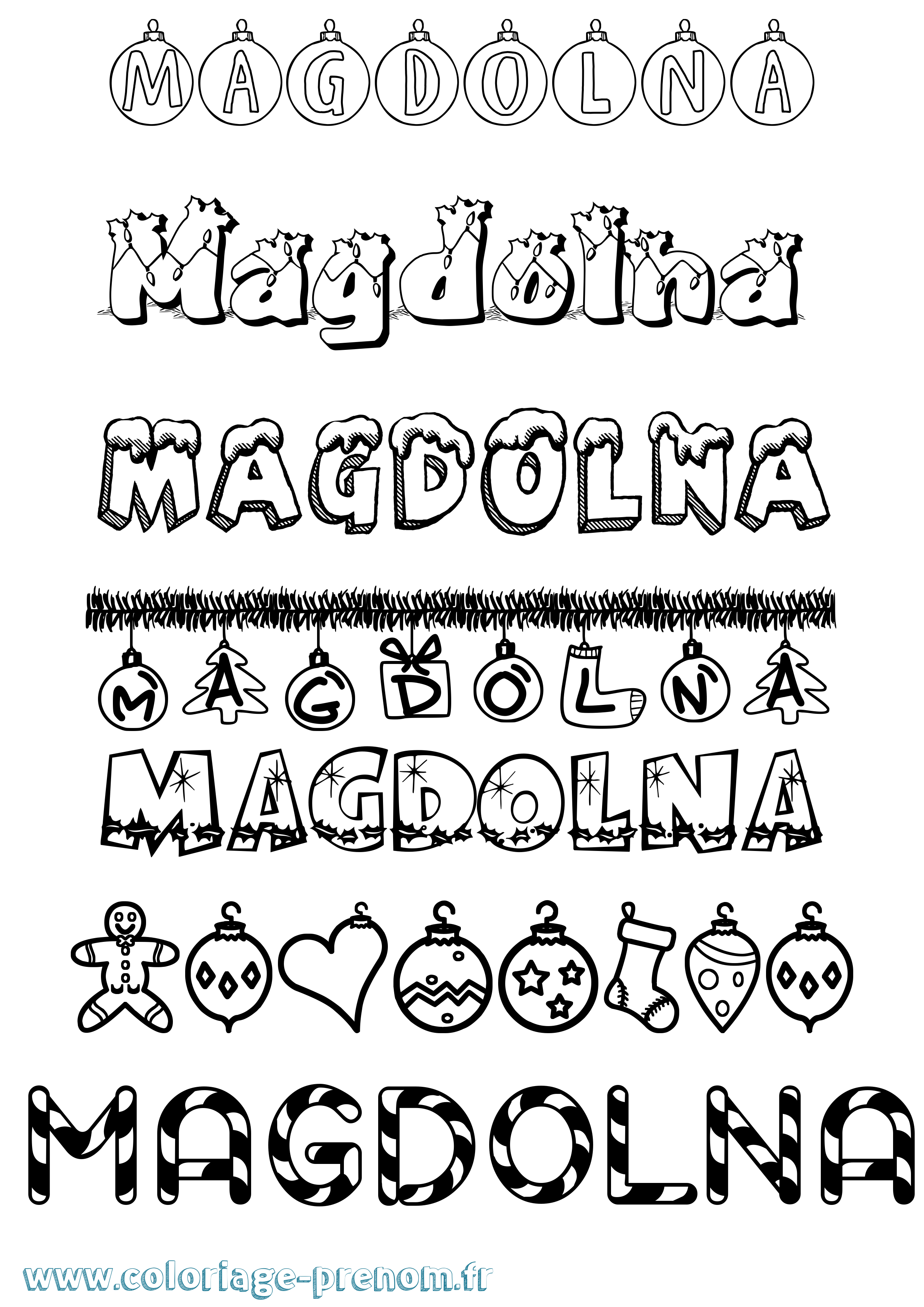 Coloriage prénom Magdolna Noël