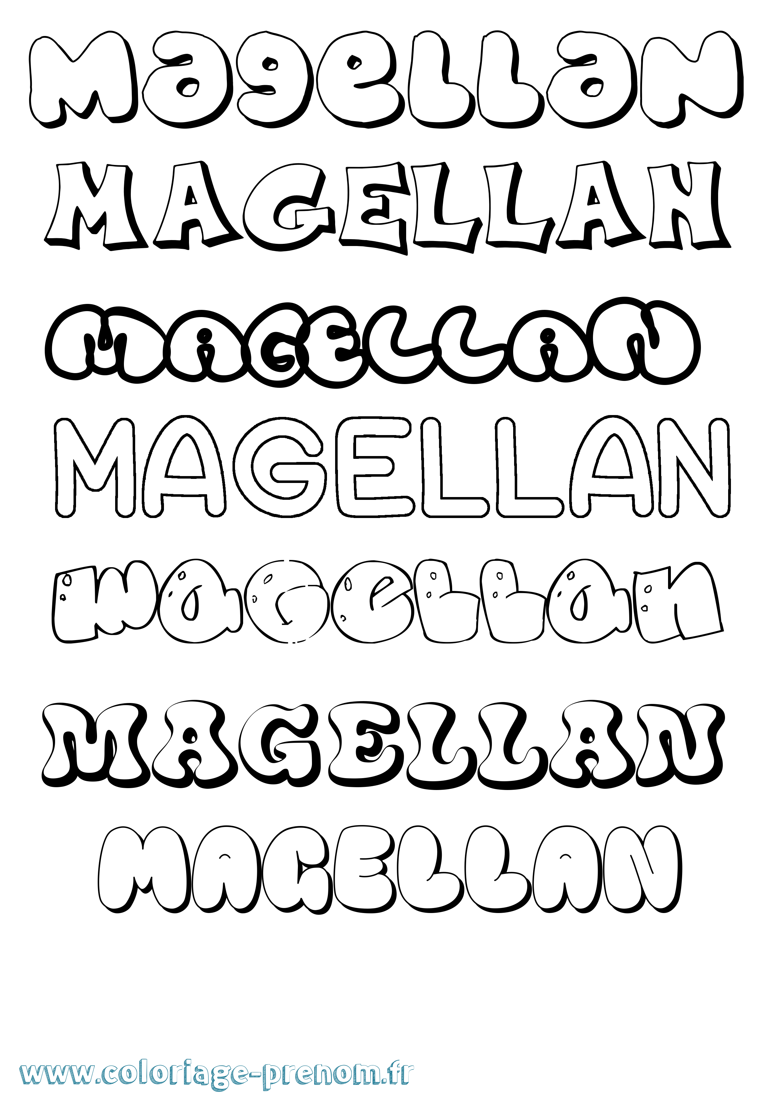 Coloriage prénom Magellan Bubble