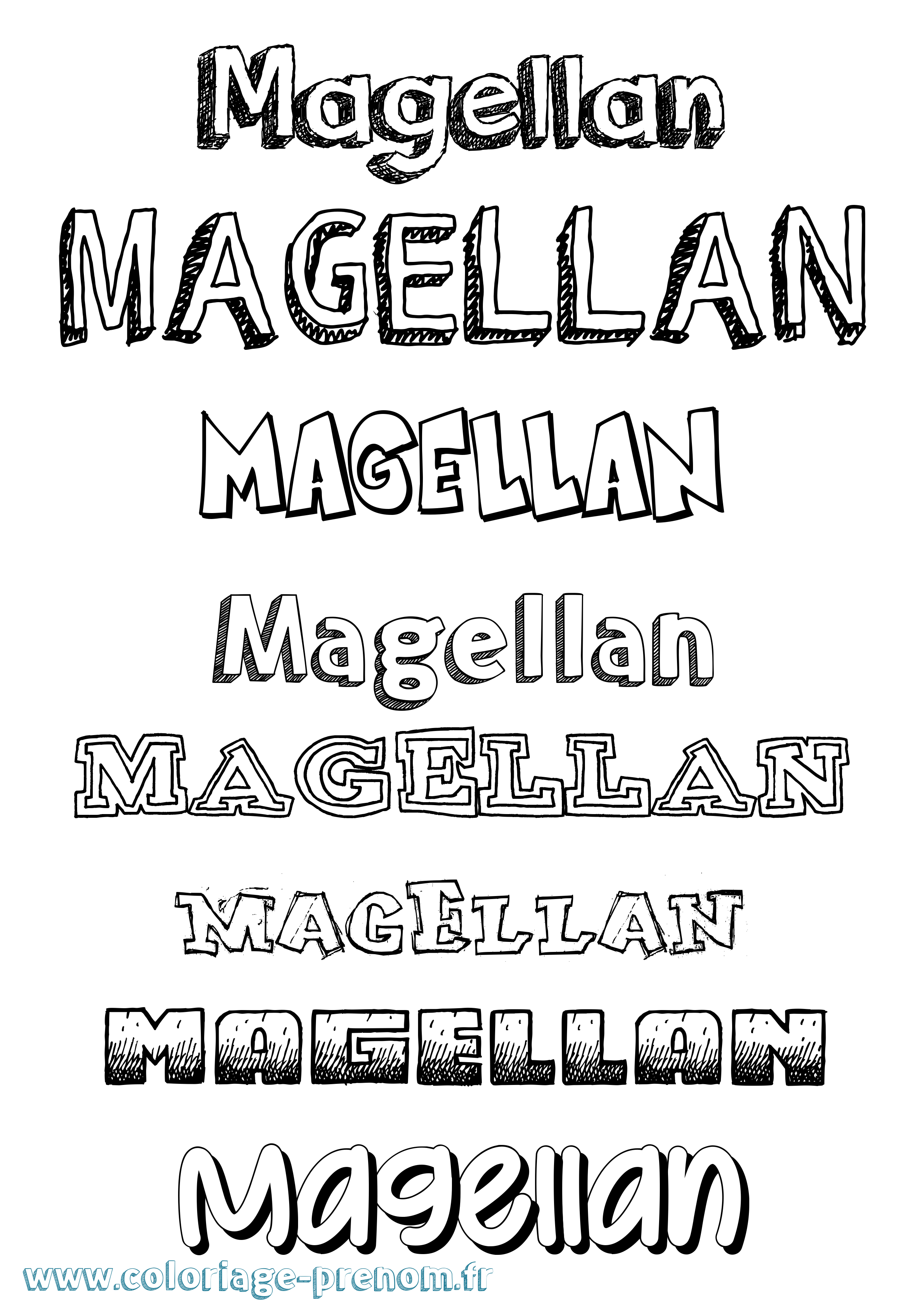 Coloriage Magellan Dessiné Coloriage prénom Magellan Dessiné