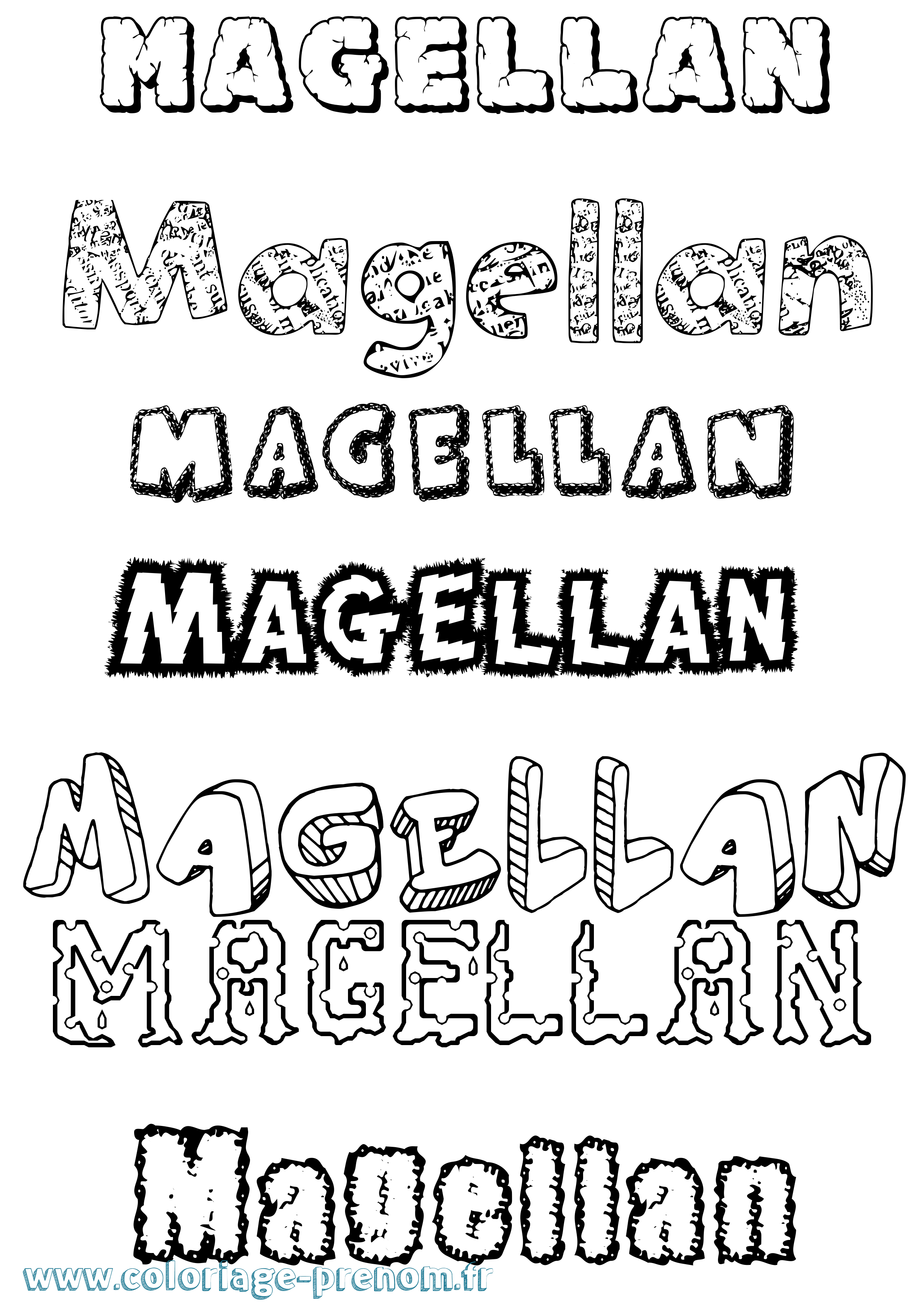 Coloriage prénom Magellan Destructuré