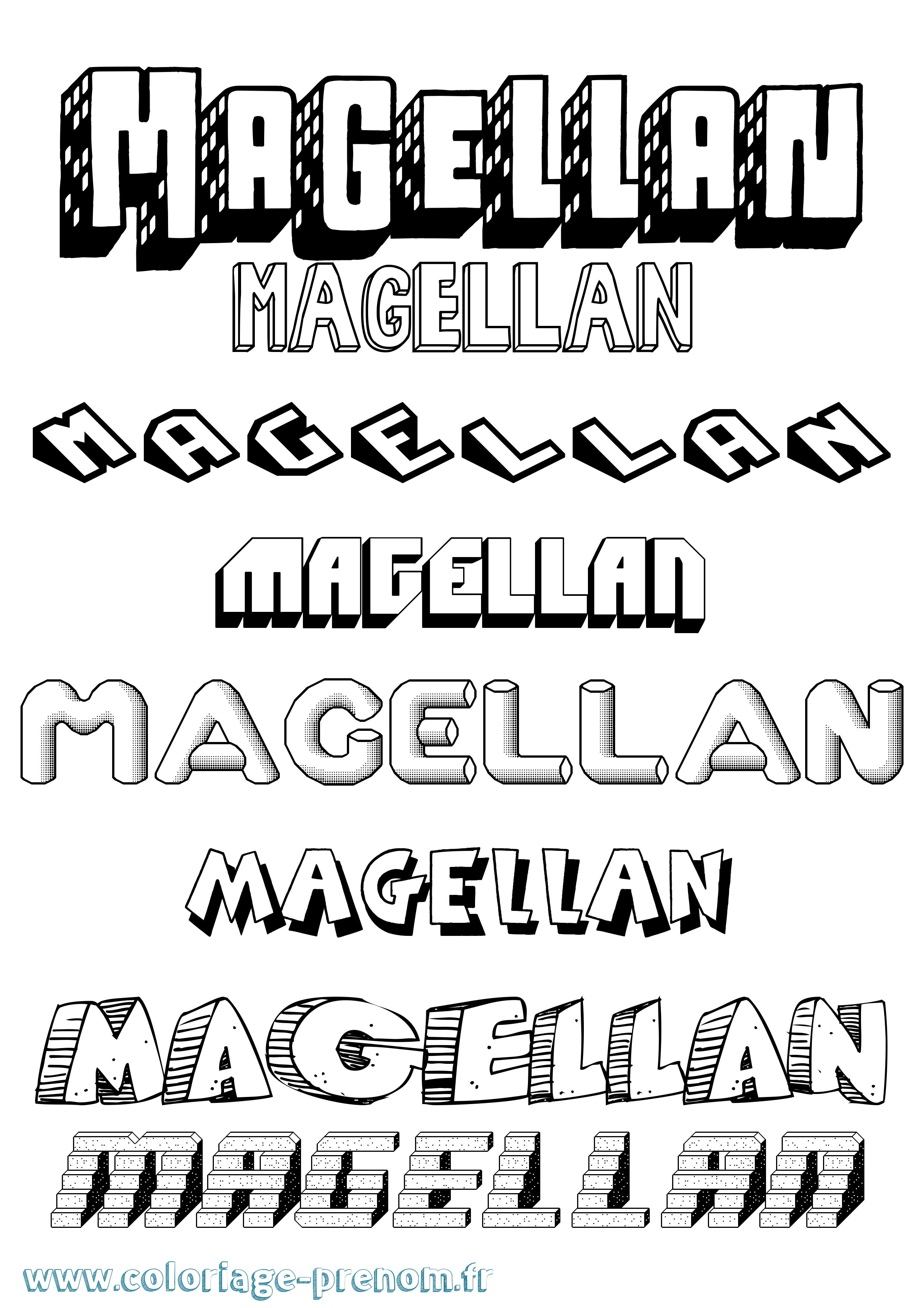 Coloriage prénom Magellan Effet 3D