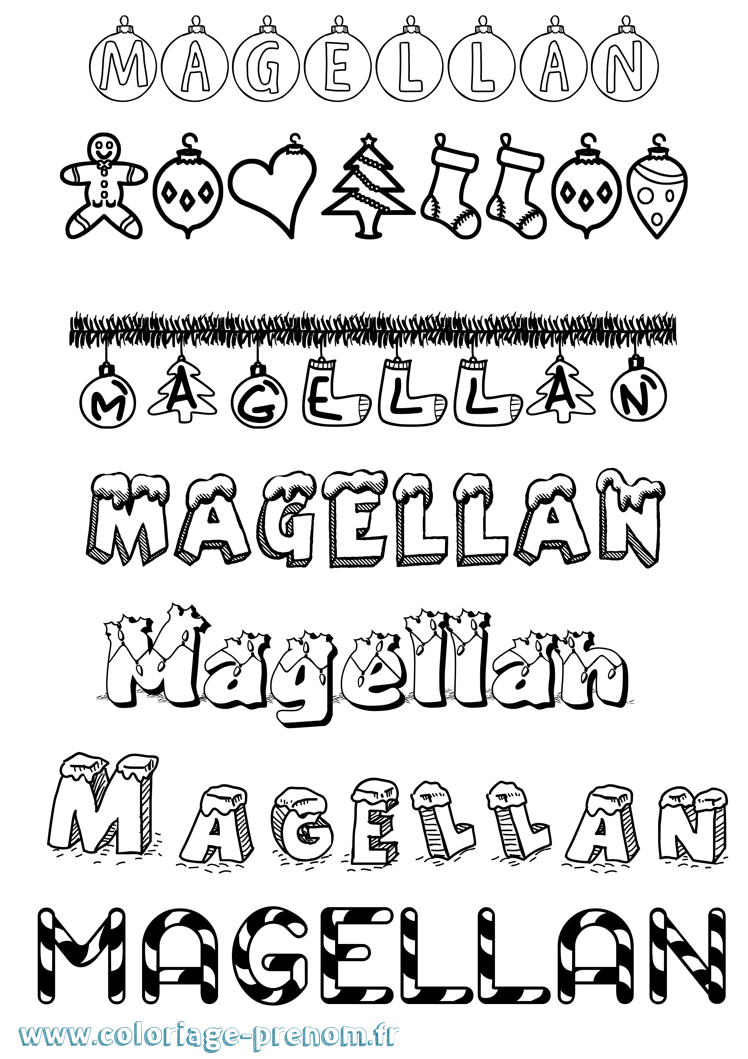 Coloriage prénom Magellan Noël