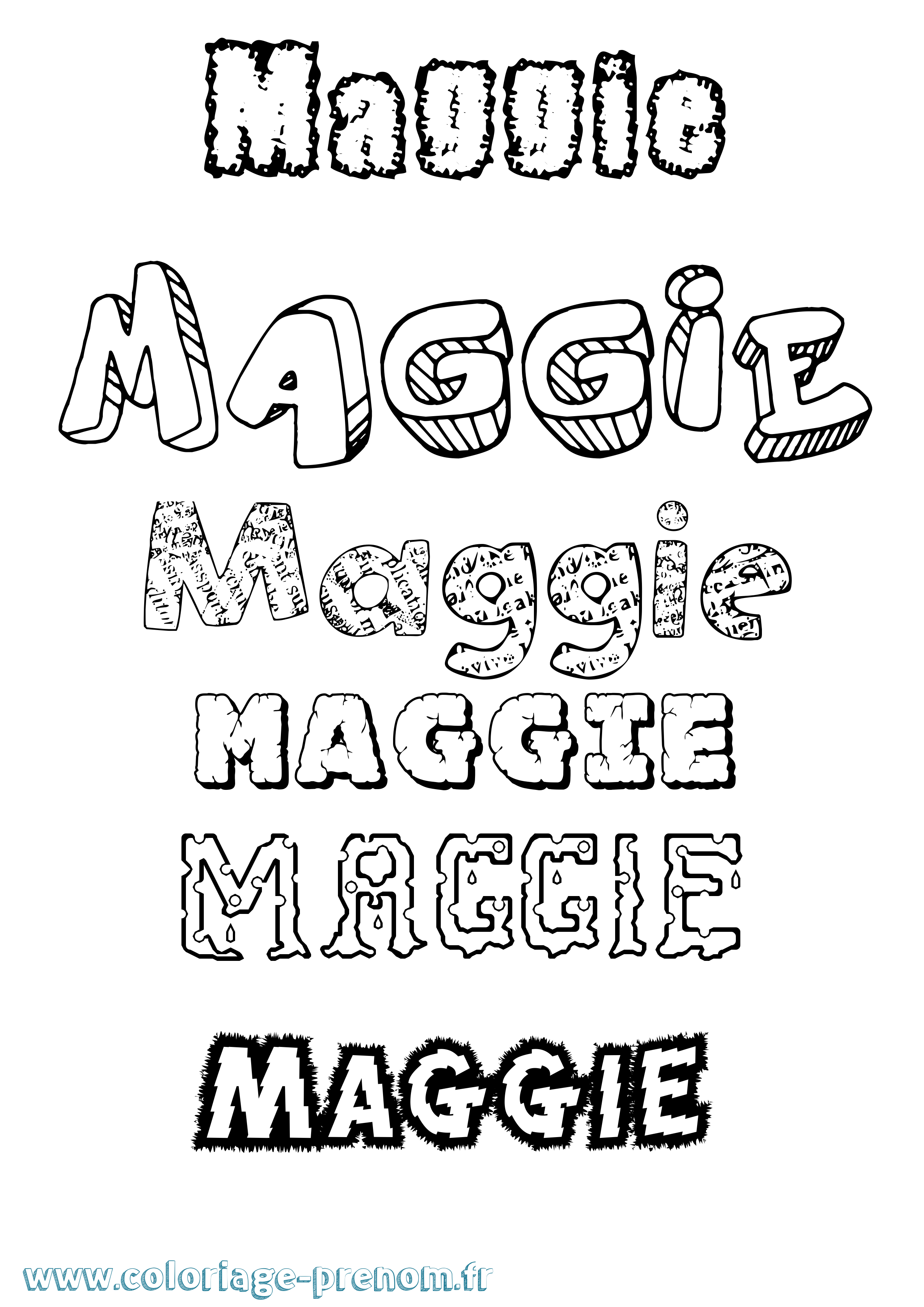 Coloriage prénom Maggie Destructuré