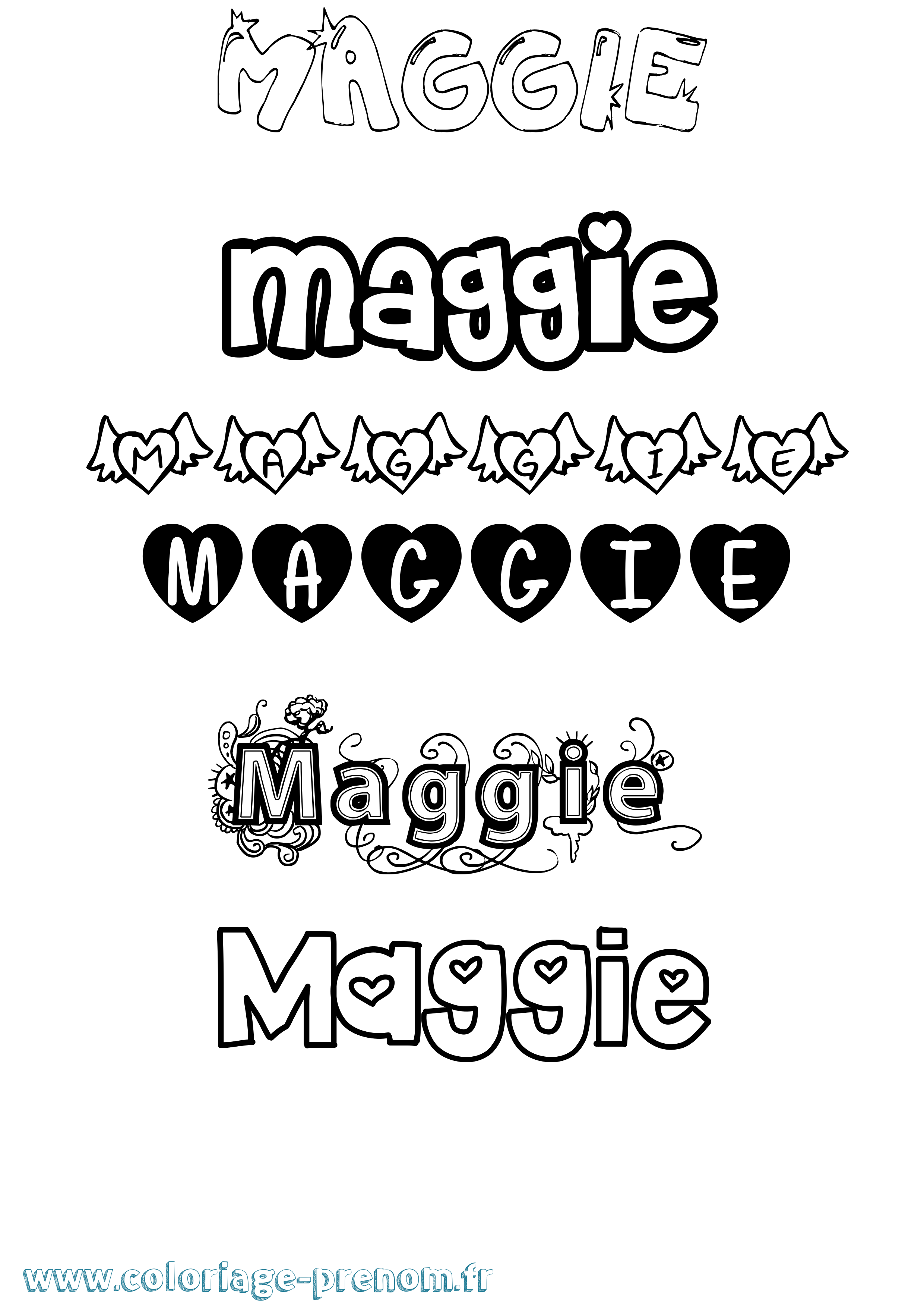Coloriage prénom Maggie Girly