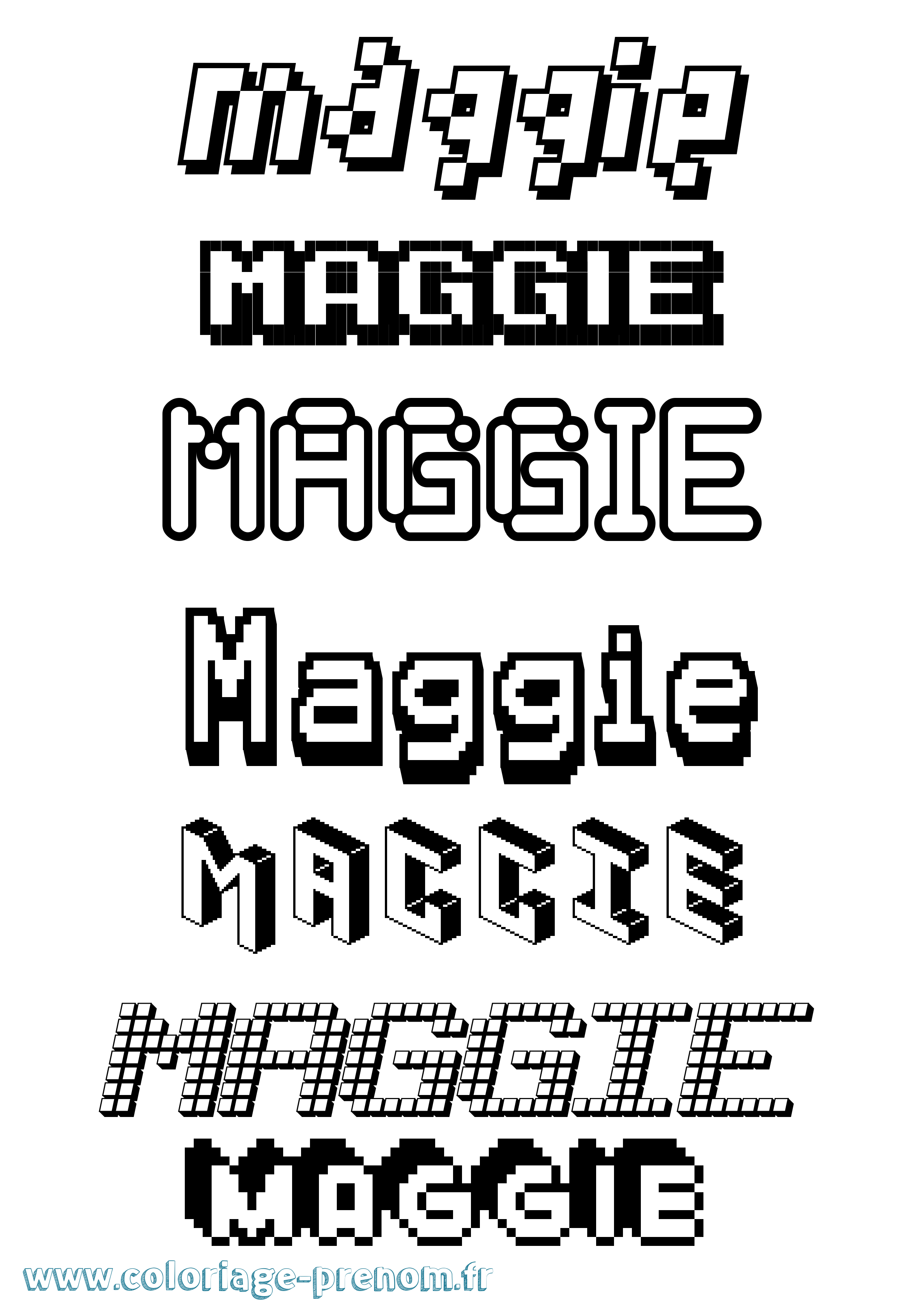 Coloriage prénom Maggie Pixel