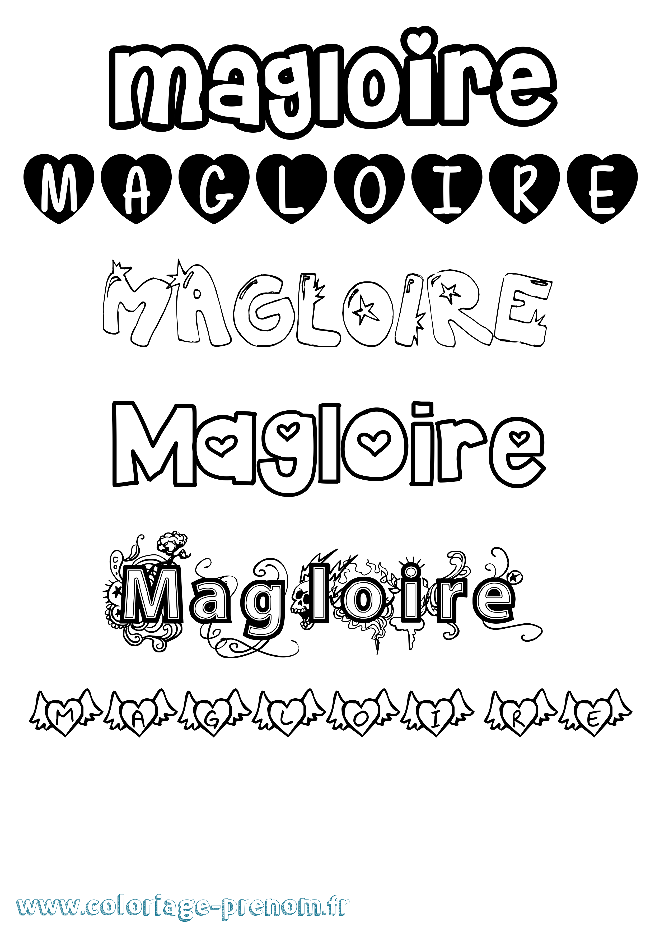 Coloriage prénom Magloire Girly