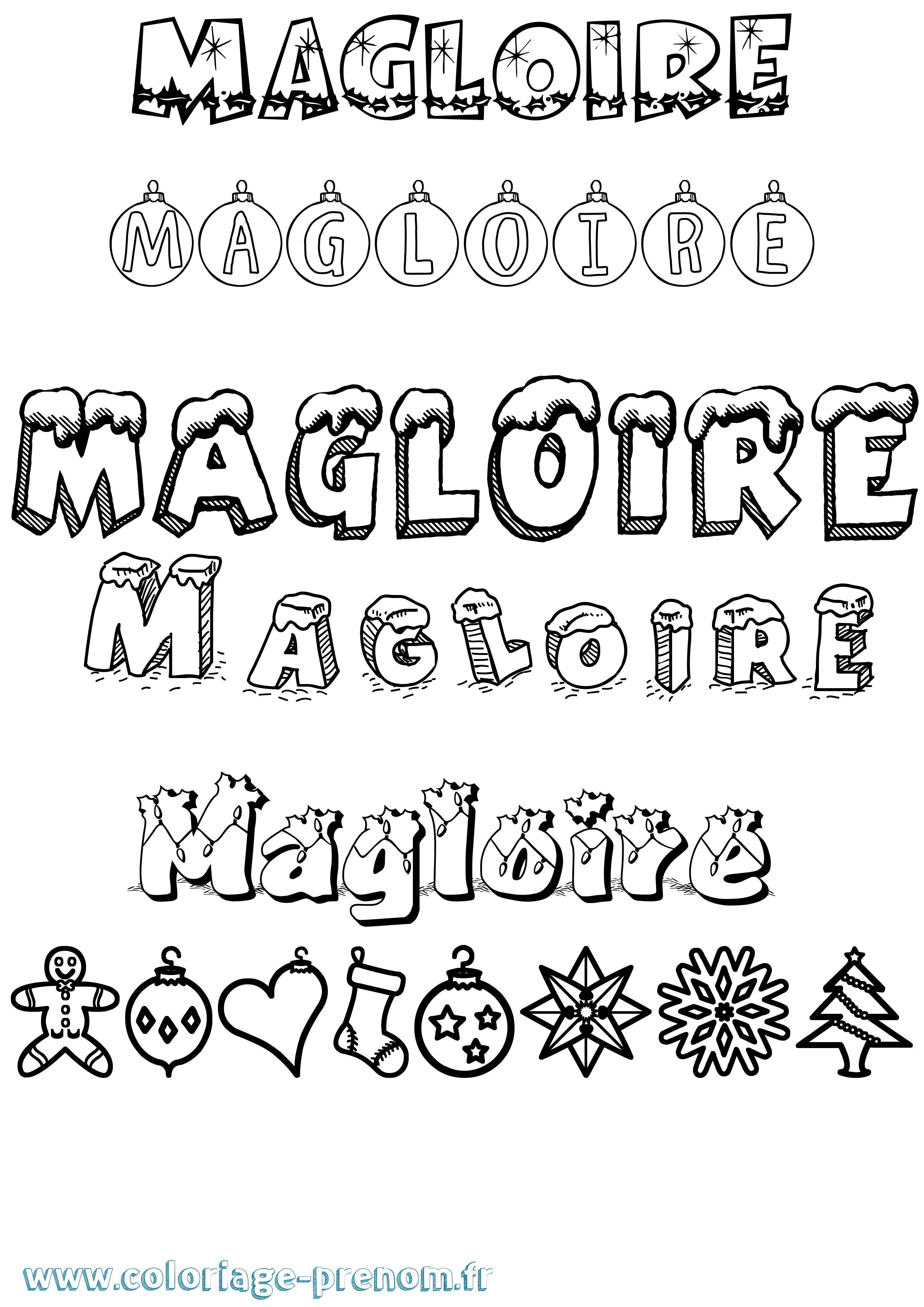 Coloriage prénom Magloire Noël