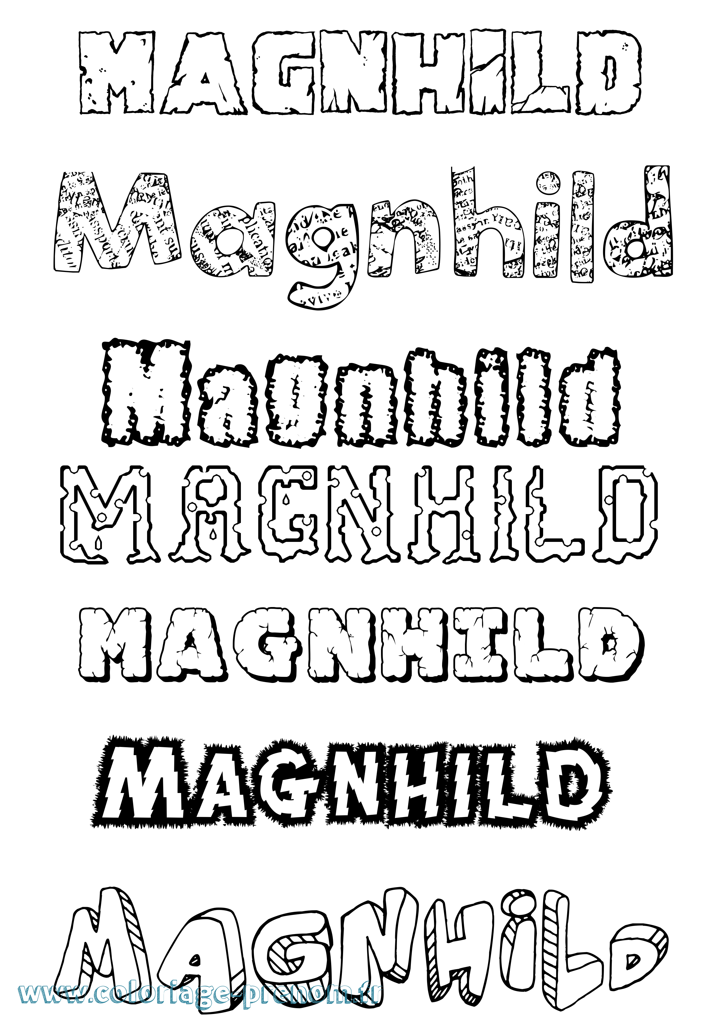Coloriage prénom Magnhild Destructuré