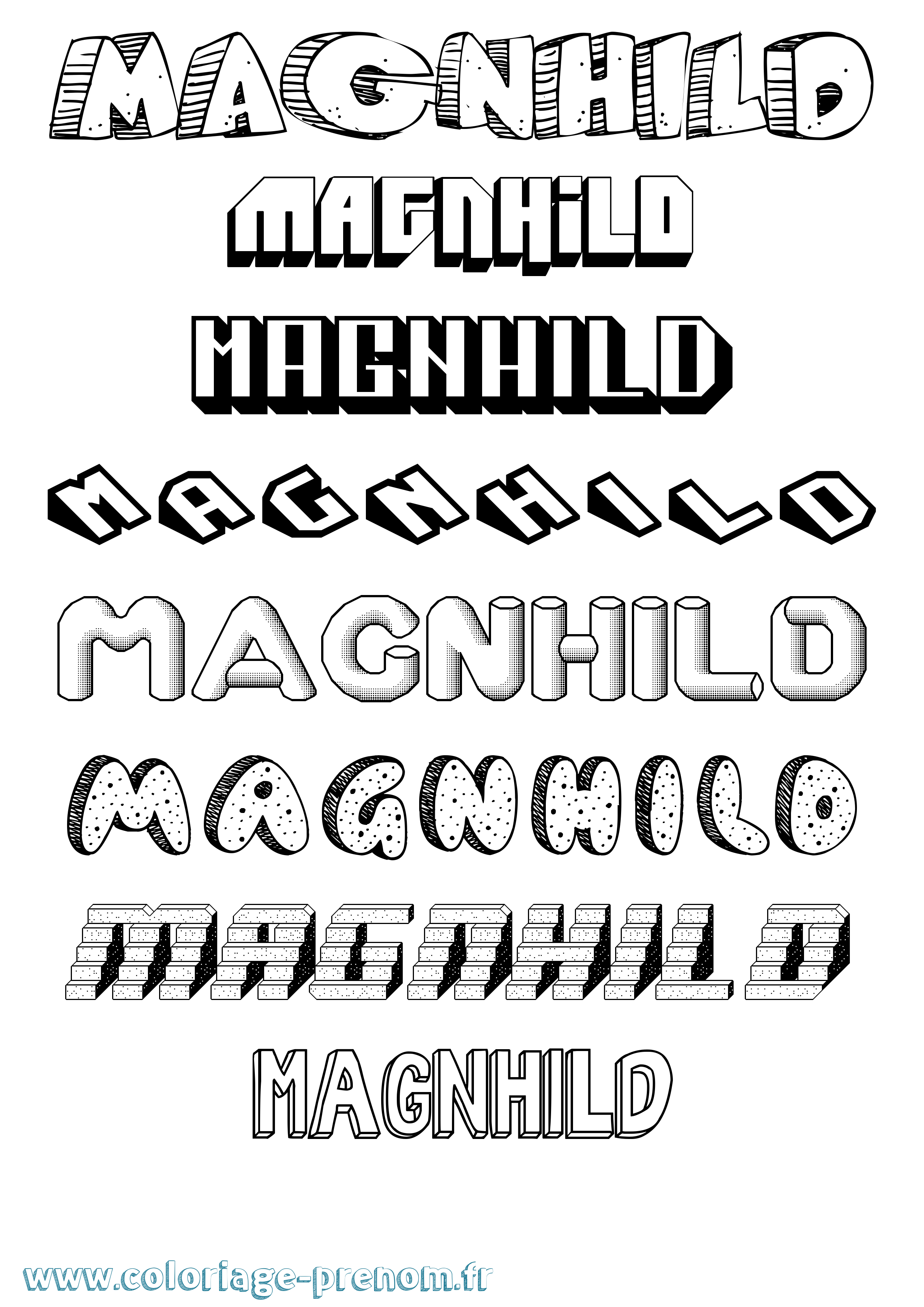 Coloriage prénom Magnhild Effet 3D