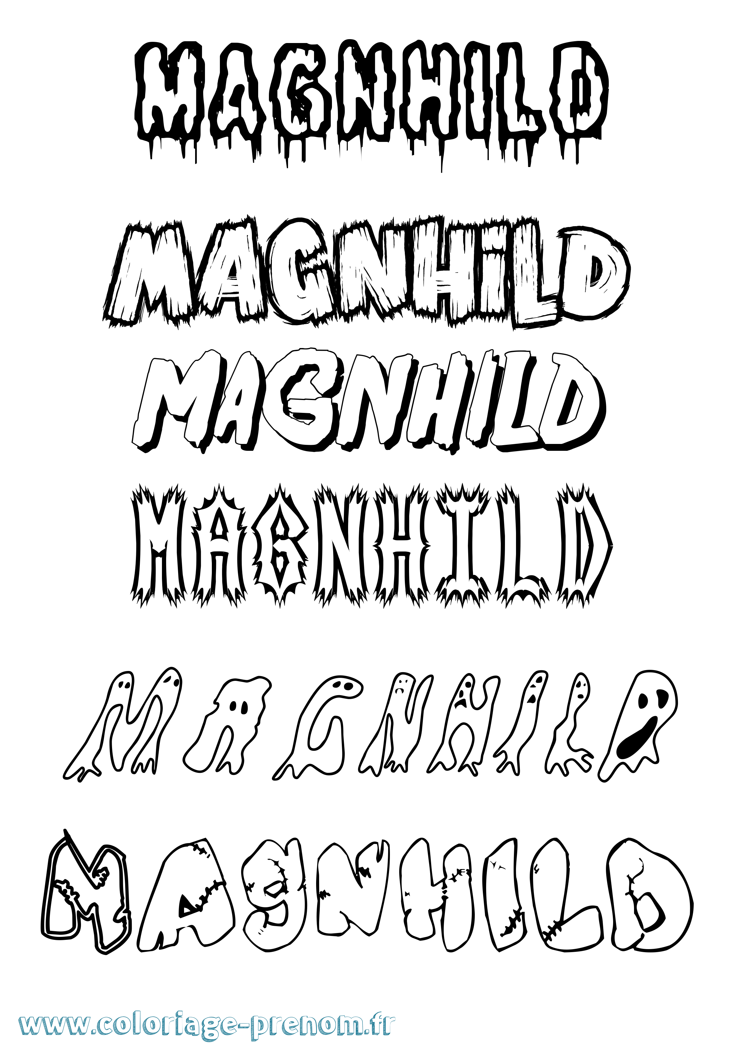 Coloriage prénom Magnhild Frisson