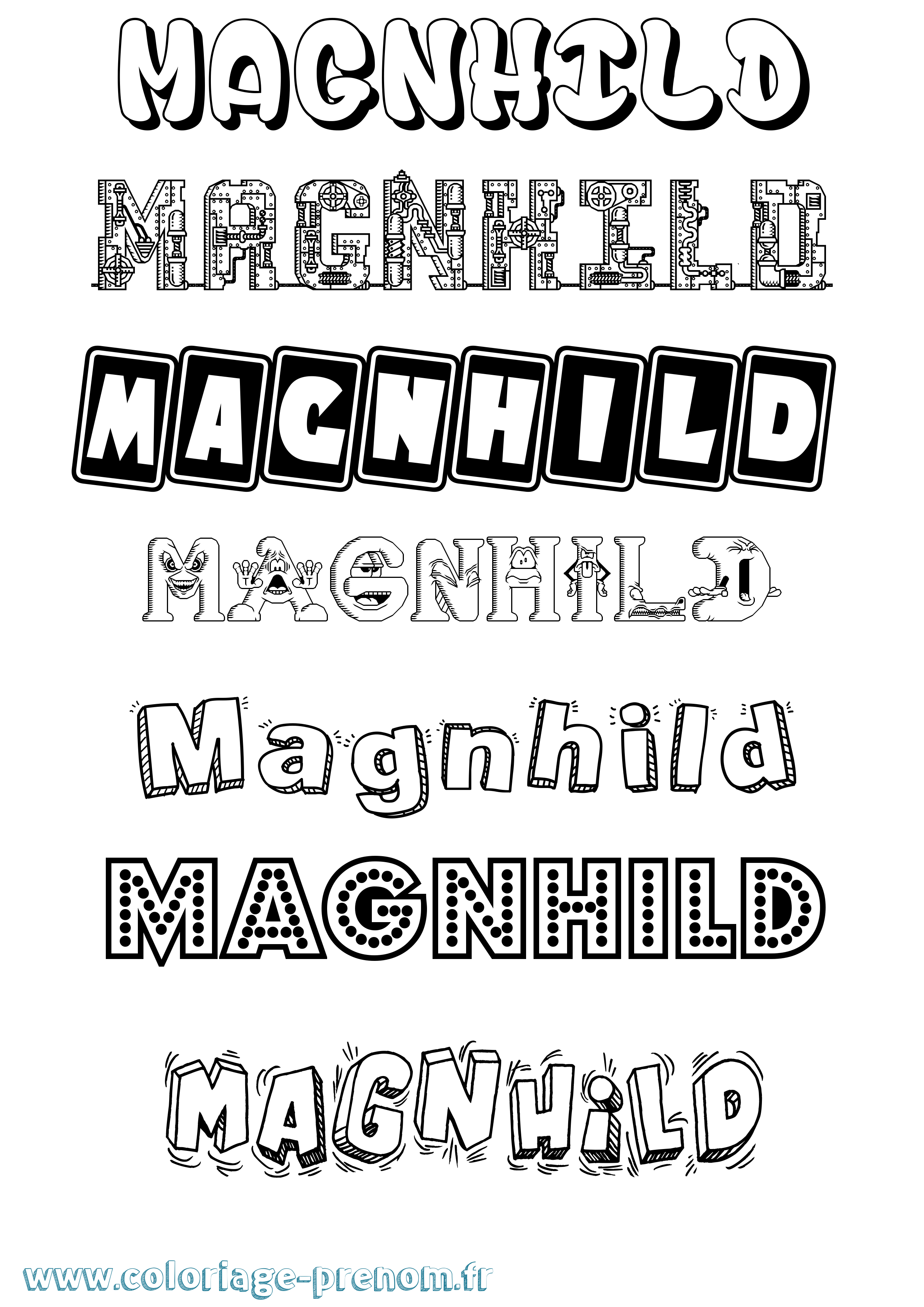 Coloriage prénom Magnhild Fun