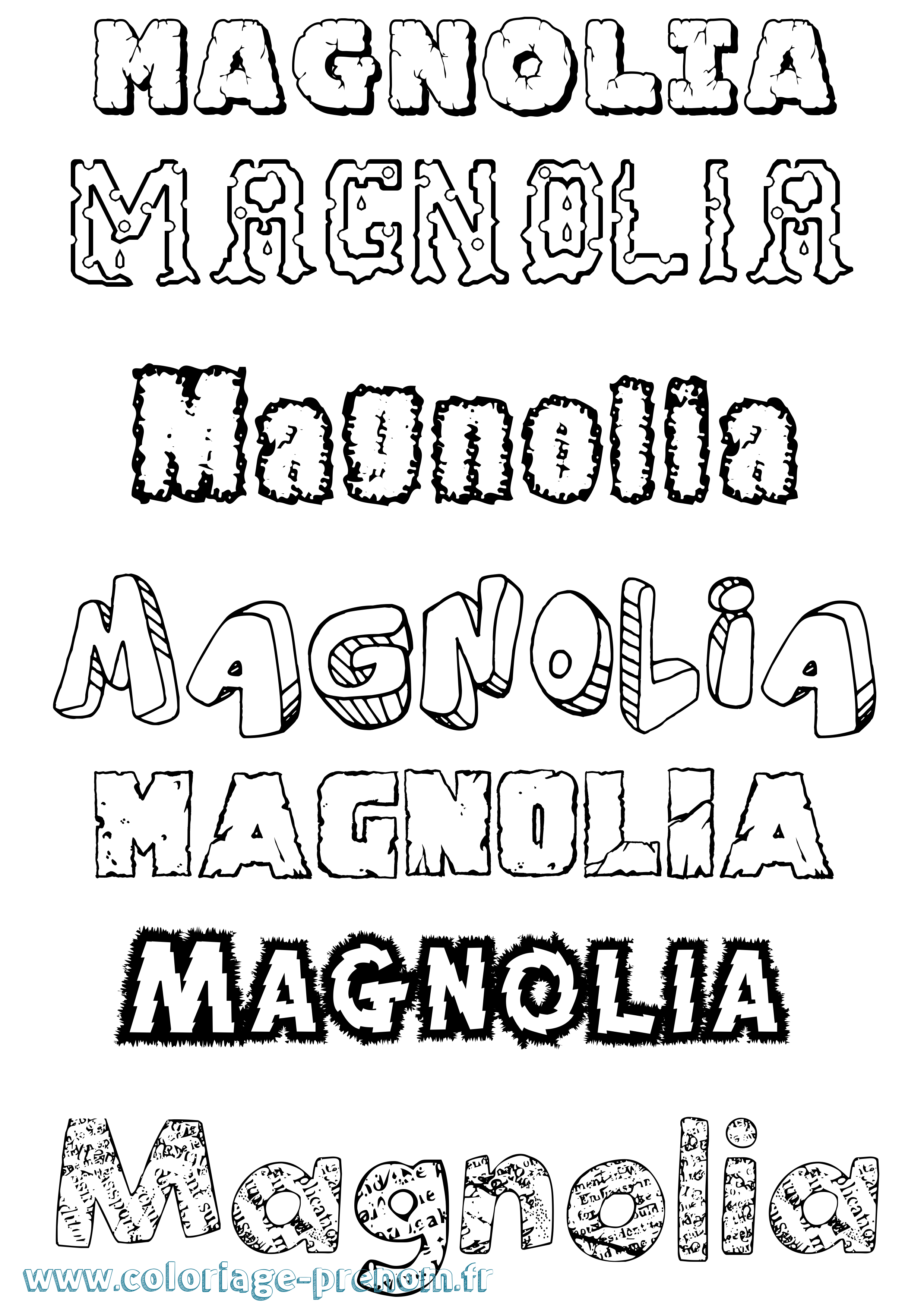 Coloriage prénom Magnolia Destructuré
