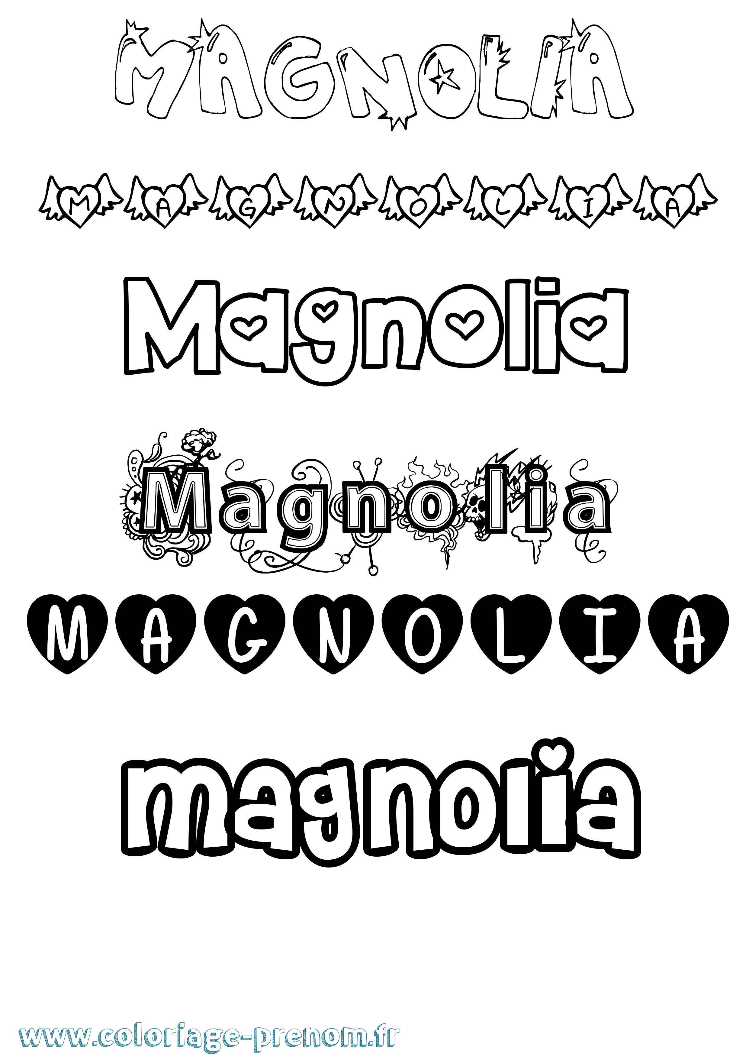 Coloriage prénom Magnolia Girly