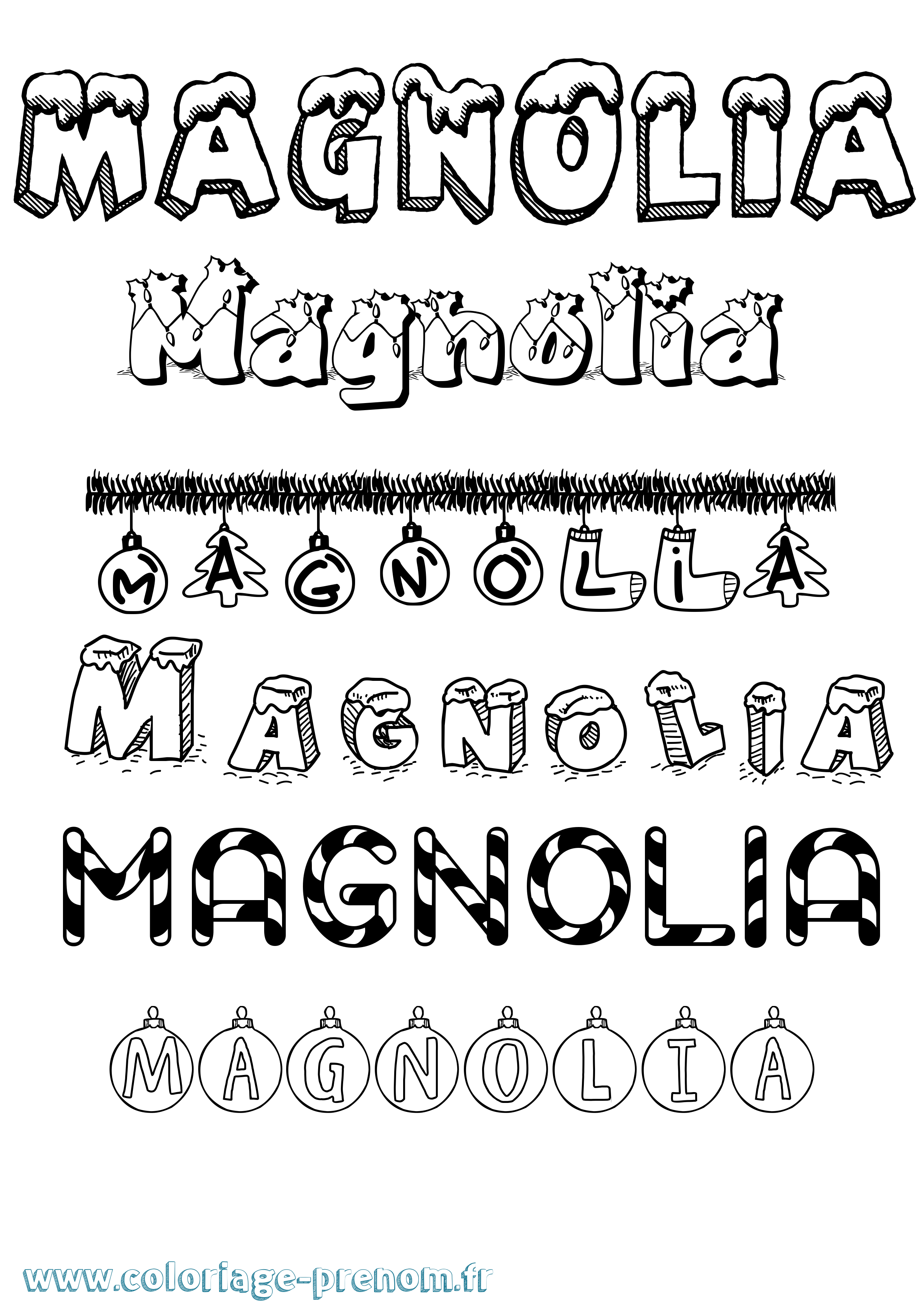Coloriage prénom Magnolia Noël