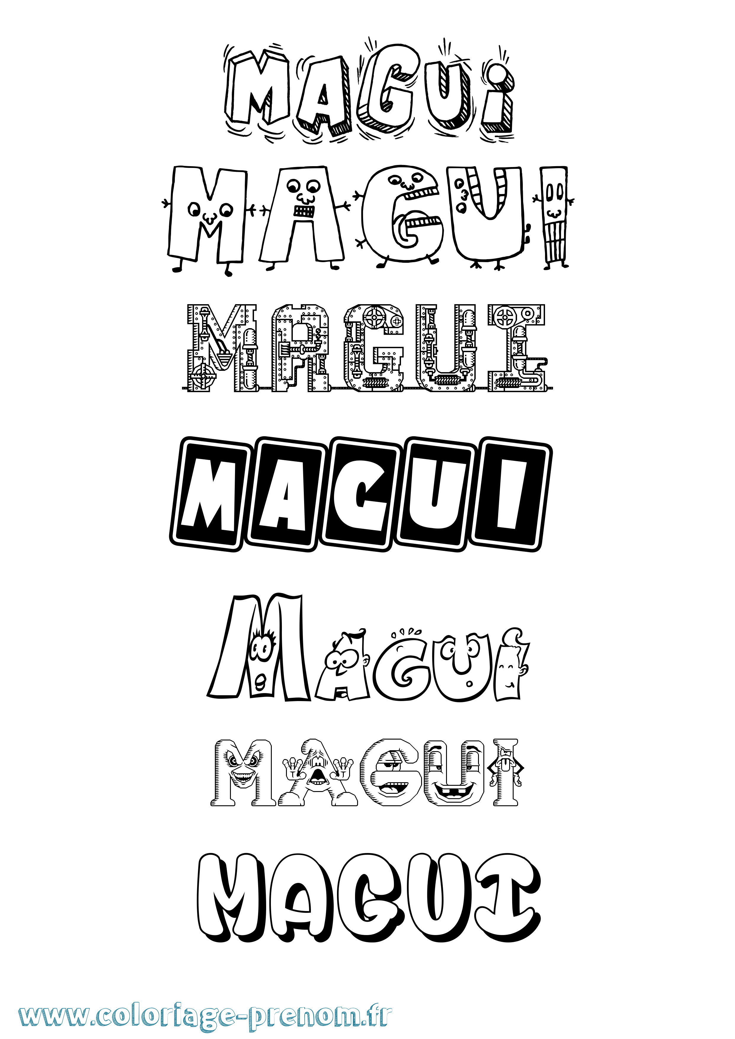 Coloriage prénom Magui Fun